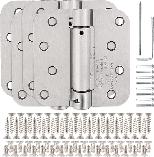 Miniatura 1 de Bisagras de puerta automáticas de cierre automático de níquel satinado  cepillado de 4 x 4 pulgadas, bisagra de resorte resistente para puertas de