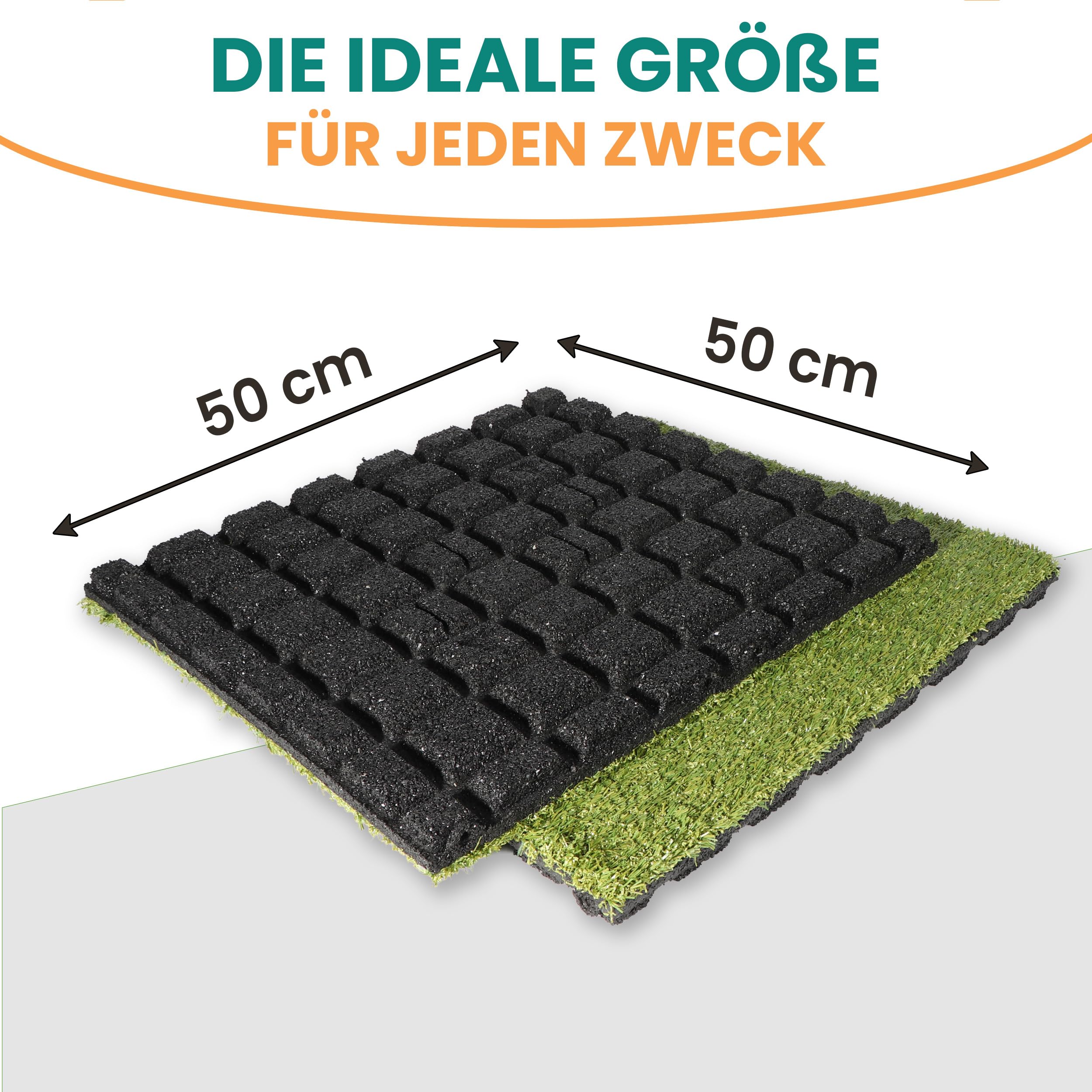 Gartenpirat Alfombrilla Anticaída con Césped Artificial 50x50 cm 50 mm – Seguridad Jardín Zona de Juegos – Antideslizante – Interior y Exterior