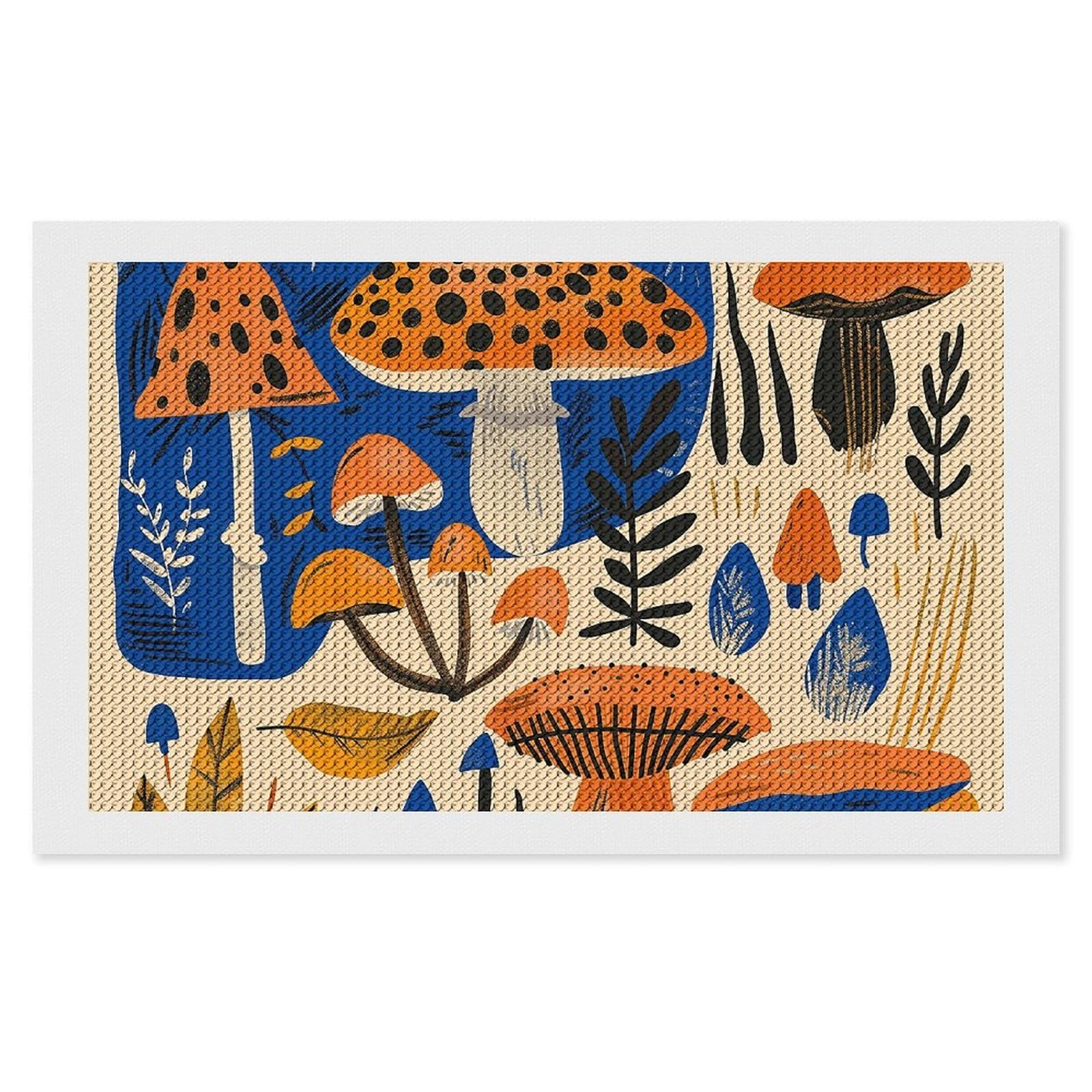 NONHAI Diamond Painting Kits for Adults - DIY Diamond Art Kits for Beginners - Full 5D Paint Drill Diamond Dots Paintings- Mushrooms and Leaves Diamonds Pictures Gem Art and Craft Wall Decor 12"x20"