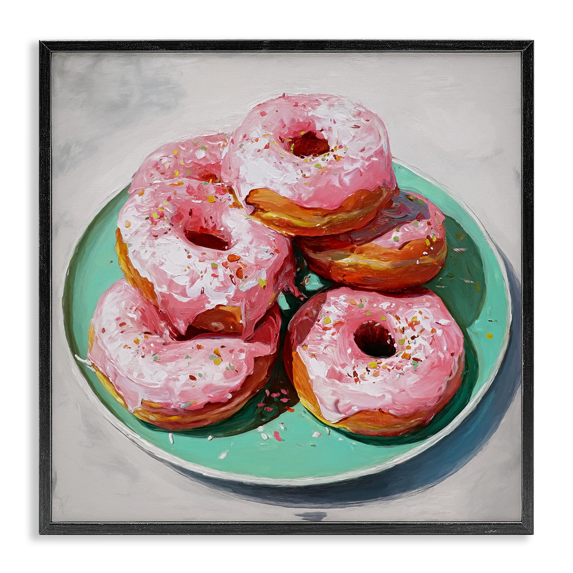 Stupell Industries 'Pink Frosted Donuts', Framed Giclee Art, Black, 17 x 17 Inches, Easy to Hang and Sturdy, Made in USA, by Tina LeCour