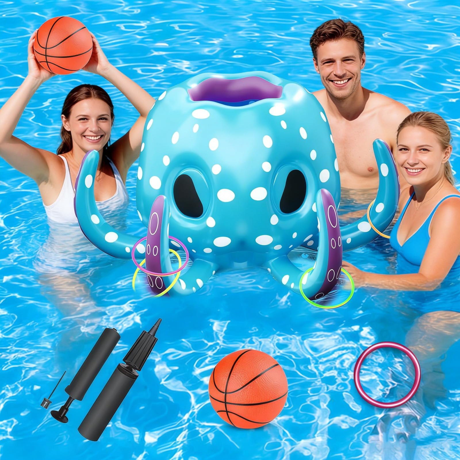 Baloncesto Flotante para Piscinas,Juguetes de Baloncesto para Piscina,Baloncesto de Flotador Hinchable,Canasta de Baloncesto para Piscina,Juguete acuático,para Piscinas de Verano y Playa