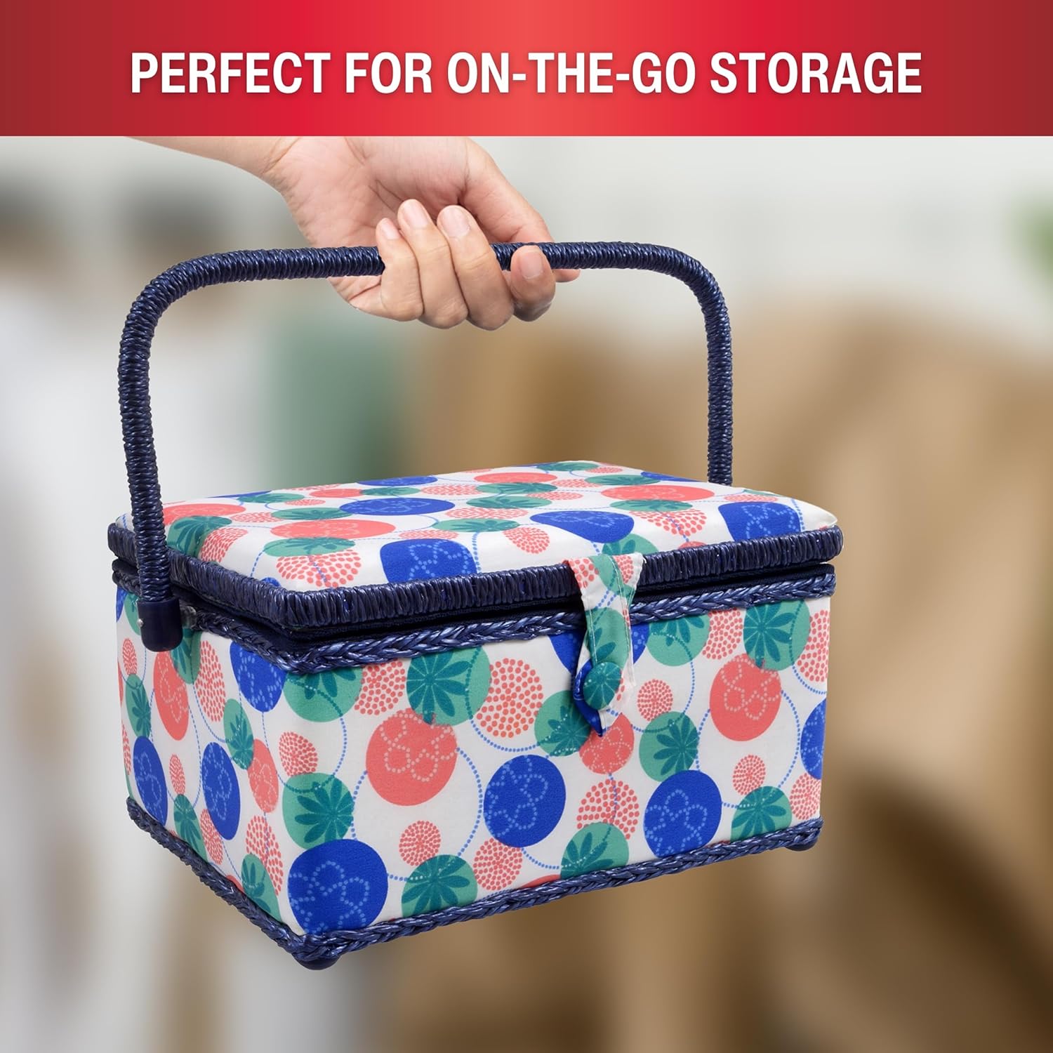 SINGER 07230 Sewing Basket with Sewing Kit, Needles, Thread, Pins, Scissors, and Notions, Florence,