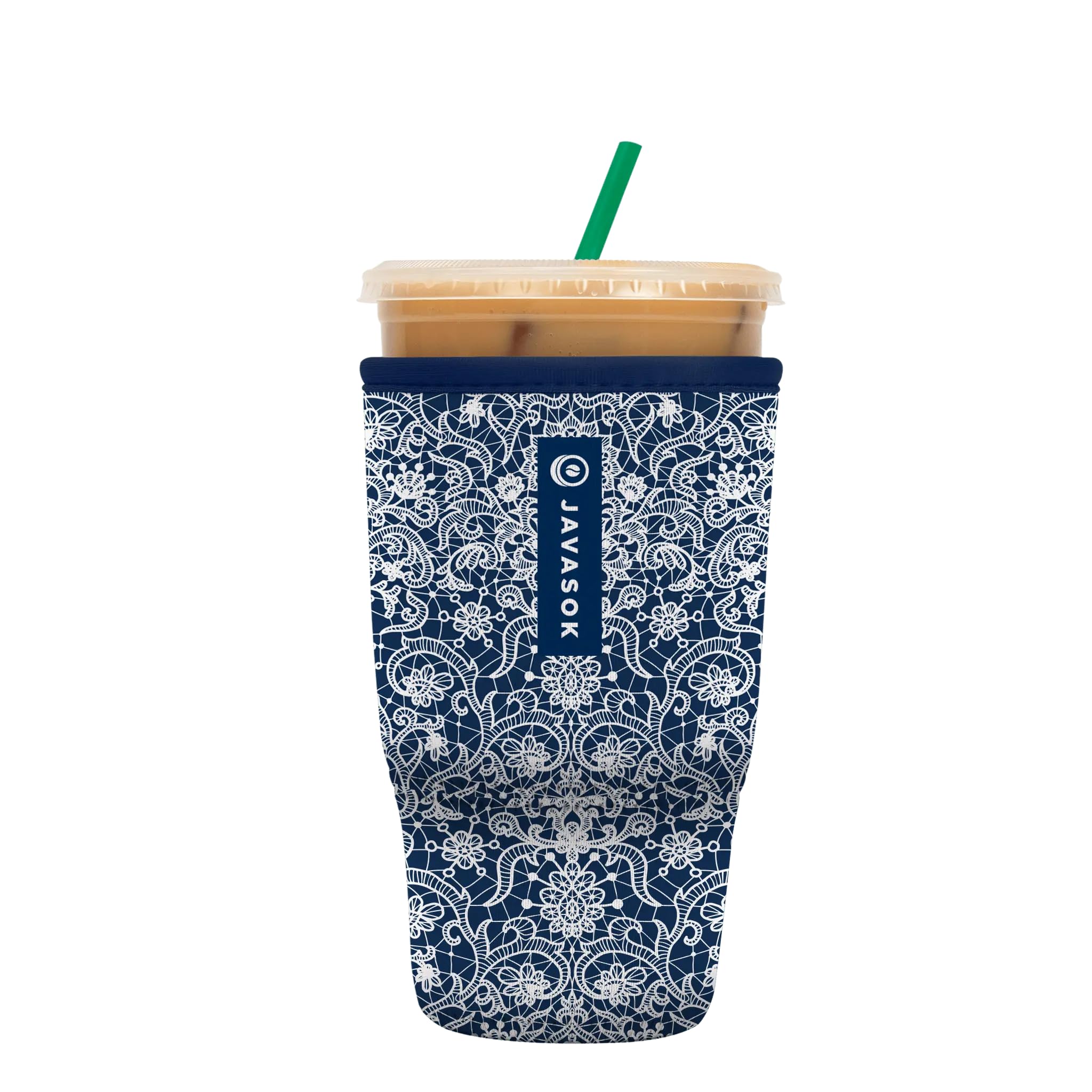 Sok It JavaSok Iced Coffee &amp; Cold Soda Insulated Neoprene Cup Sleeve (Royal Lace, Large: 30-32oz)