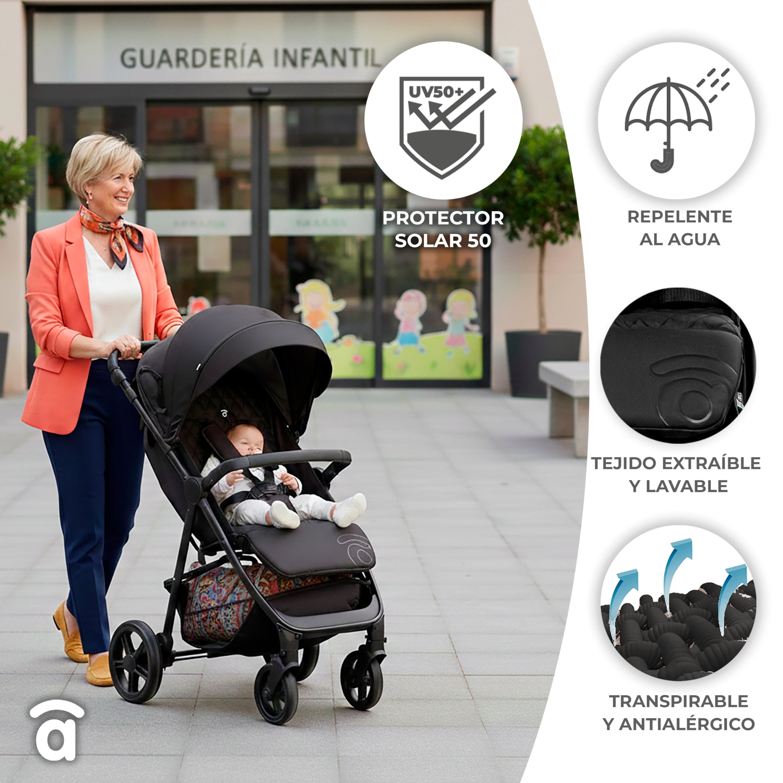 Silla de Paseo Ligera, Compacta y Segura hasta 22 kg | Respaldo Reclinable, Capota Extensible, Gran Cesta y Diseño Elegante para la Comodidad de tu Bebé y tu Tranquilidad | Iconic Rosa ASALVO