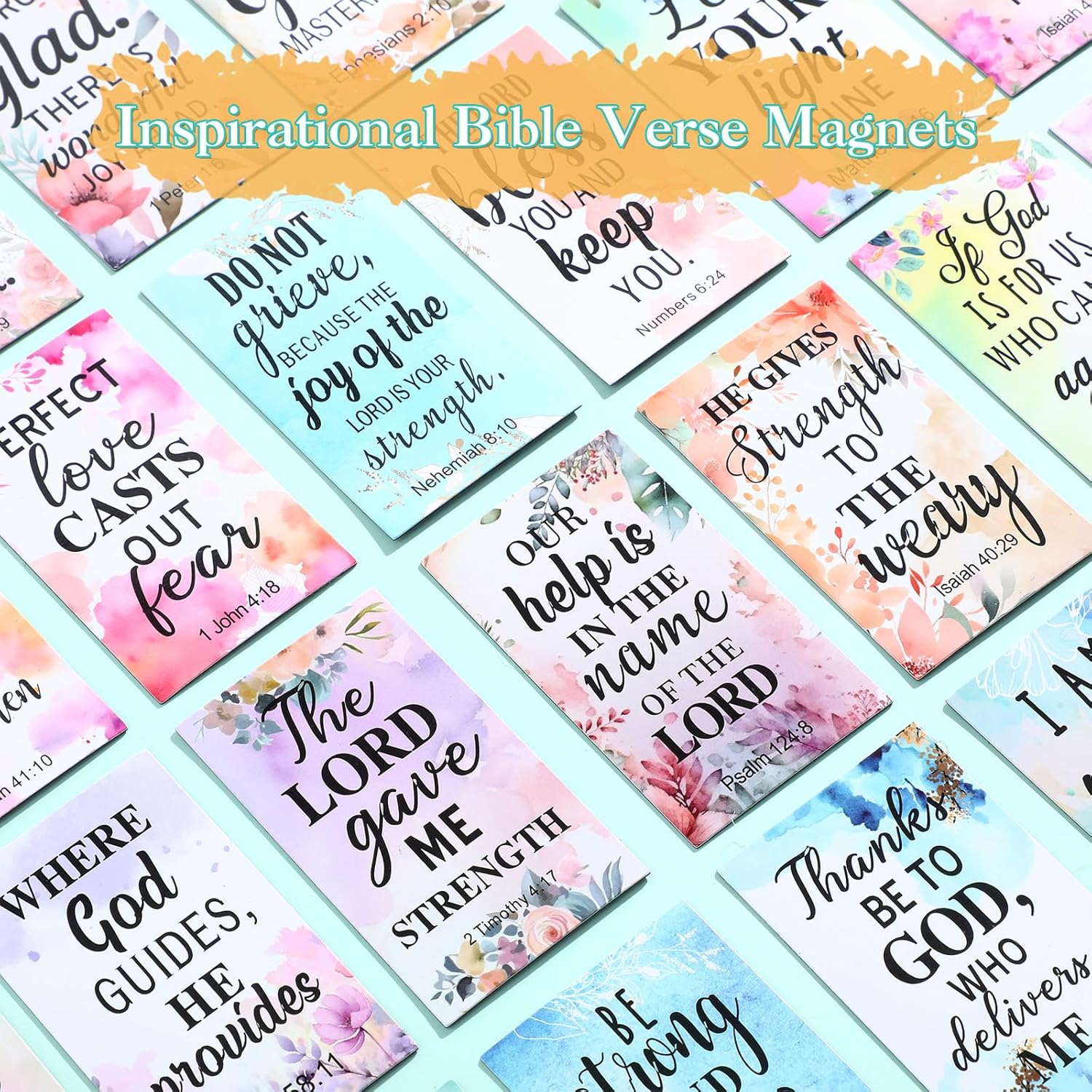 Blosssound 50個 インスピレーションを与えるクリスチャンマグネット バルク 聖書の詩 冷蔵庫マグネット 祈りのマグネット