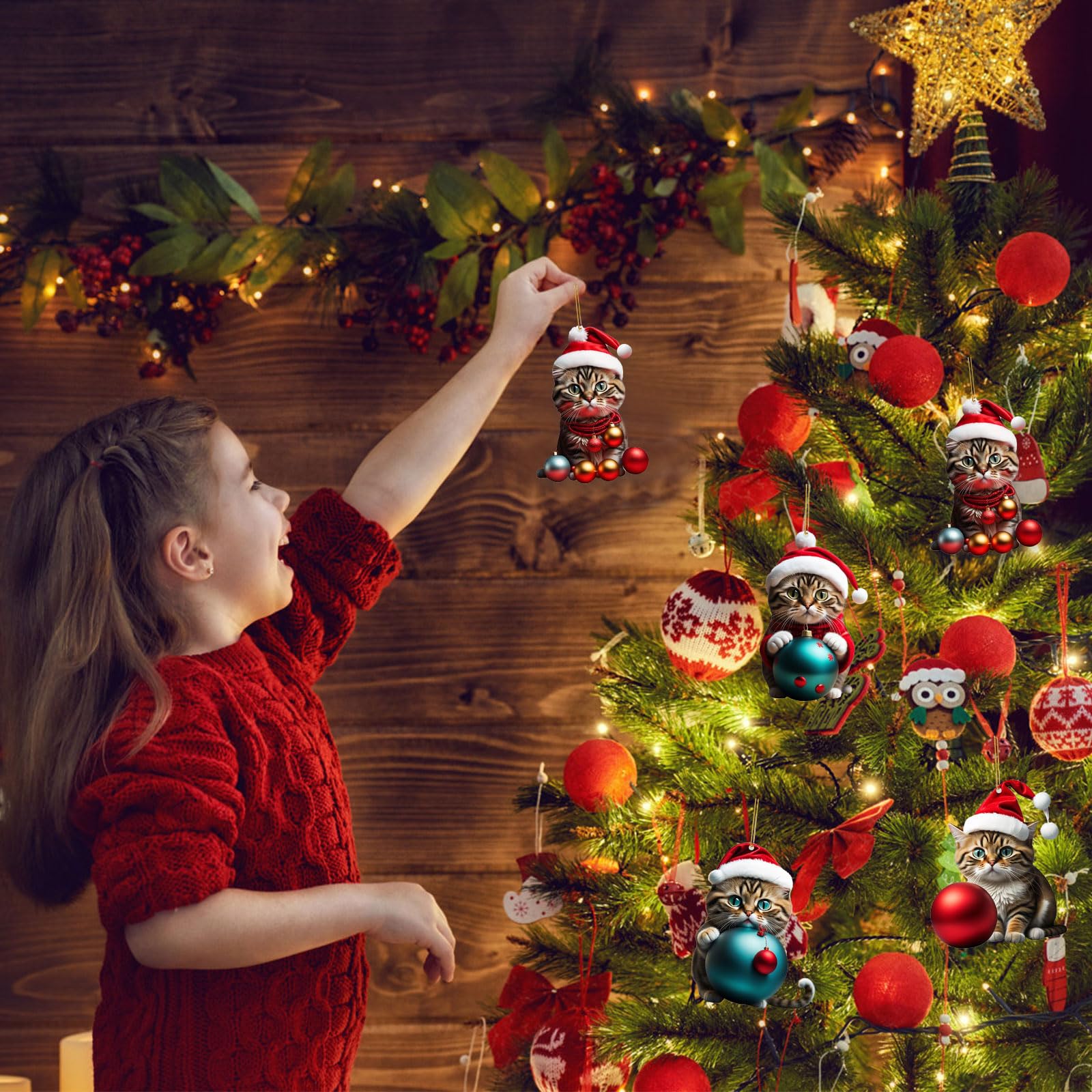 Décorations De Sapin De Noël En Acrylique - Figurines Animaux Suspendables 10 Cm - Pour Intérieur, Extérieur, Fenêtre - Fêtes, Famille, Cadeau - 7