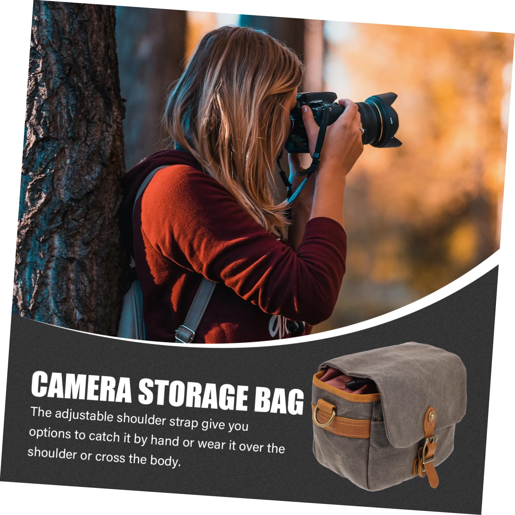 Didiseaon Borsa per Fotocamera in Tela per Reflex e Mirrorless, Custodia Tracolla Regolabile e Imbottitura Antiurto, Portatile