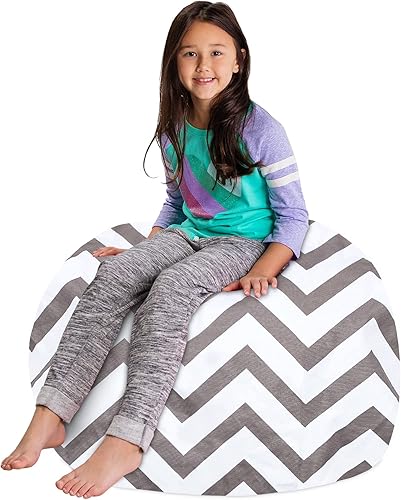 Miniatura 4 de Posh Creations Funda para silla puf de almacenamiento de animales de peluche para niños, organizador de juguetes para niños, XL, 48 pulgadas, rosas