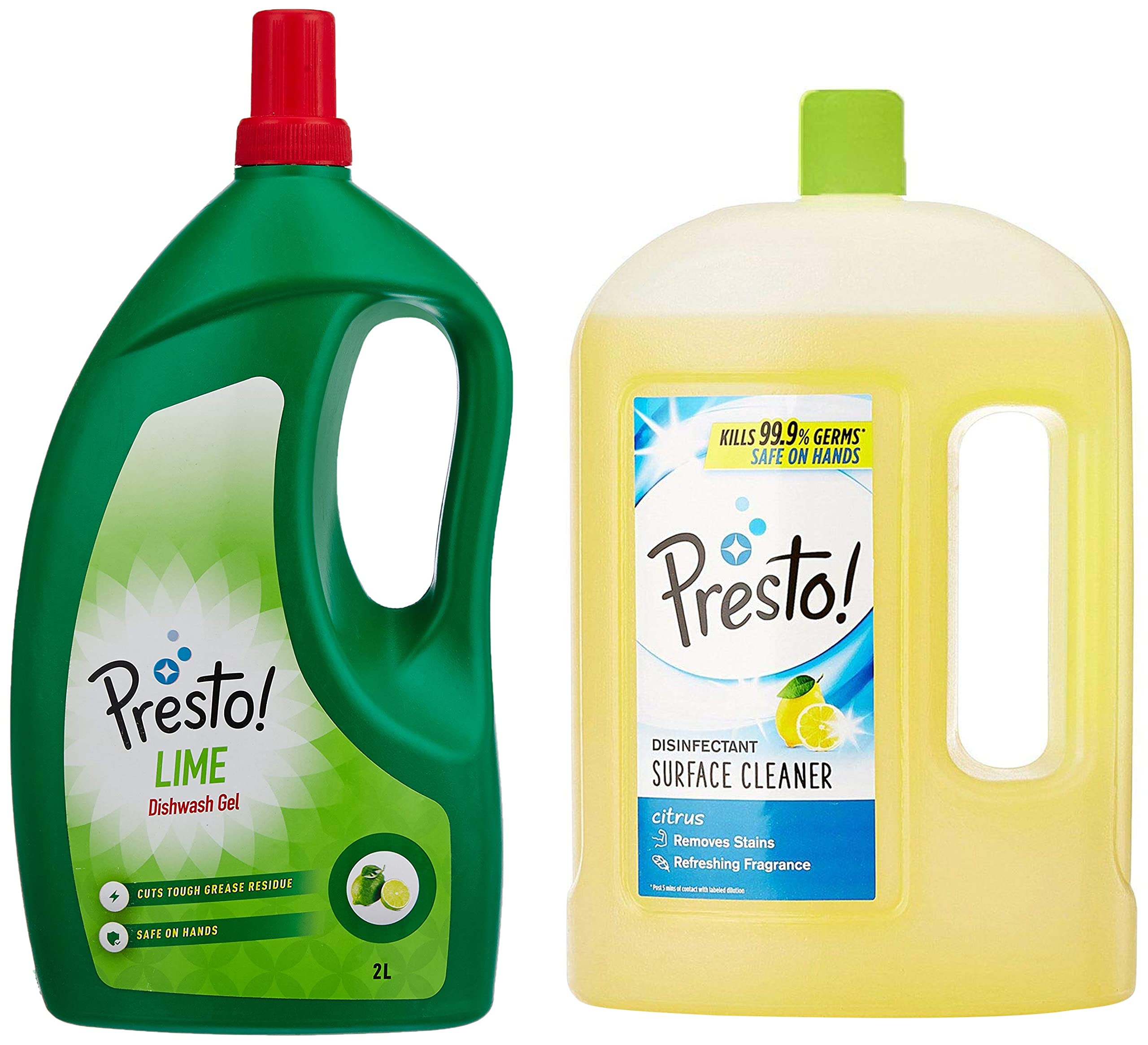 Amazon Brand - Presto! Dish Wash Gel - 2 Litre (Lime) & Disinfectant Surface/Floor Cleaner - 2 L (Citrus) (B0BDF5G47S) Amazon Price History, Amazon Price Tracker