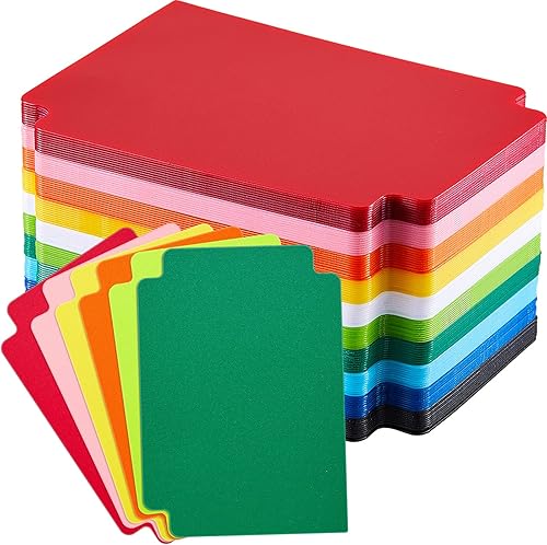 100 separadores de tarjetas intercambiables, separadores de tarjetas de plástico, separador multicolor esmerilado con pestañas, vertical estándar
