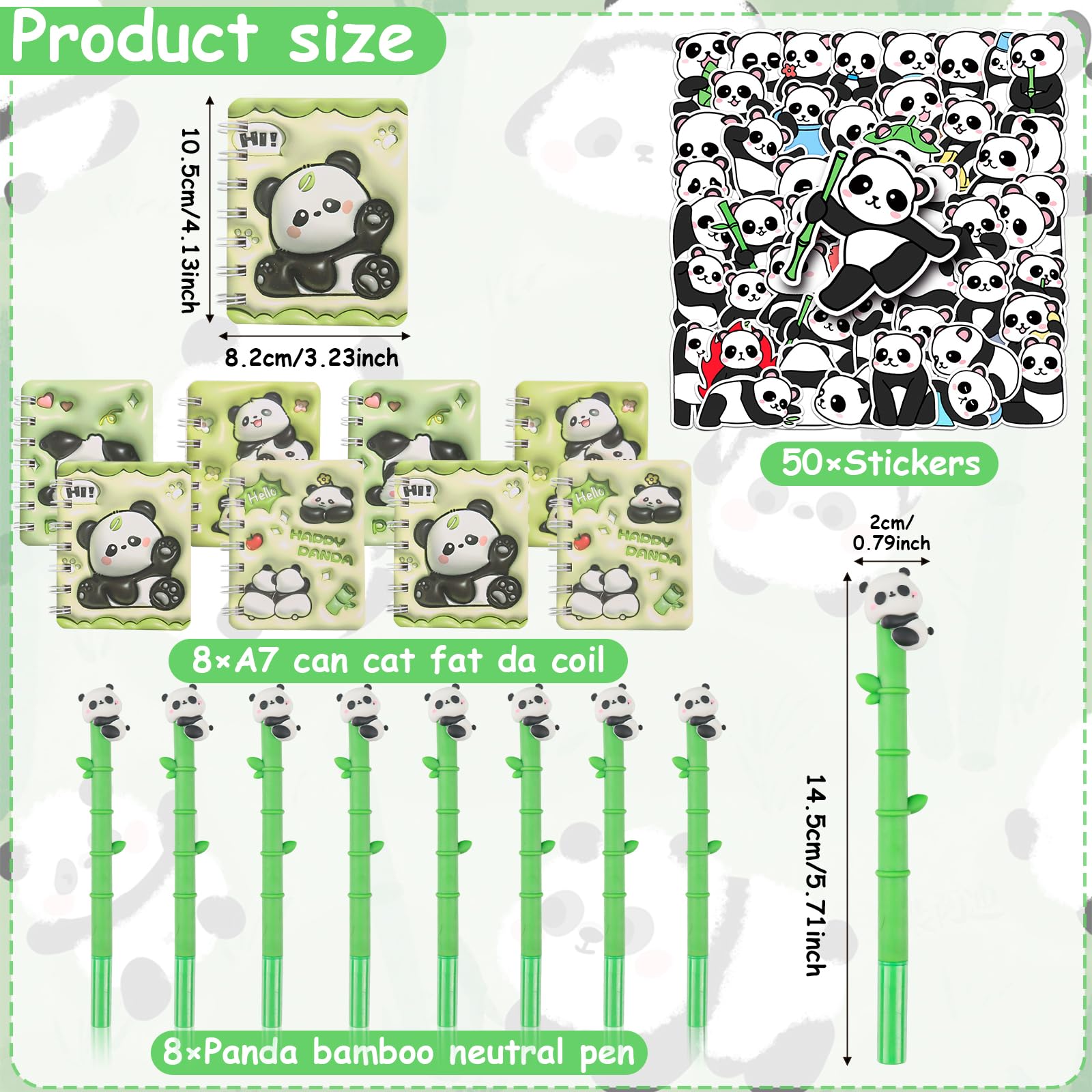 Lot De 4 Mini Carnets à Spirale Panda – 120 Pages Chacun, 8,5x9,5 Cm – Motifs Adorables, Cadeau Scolaire