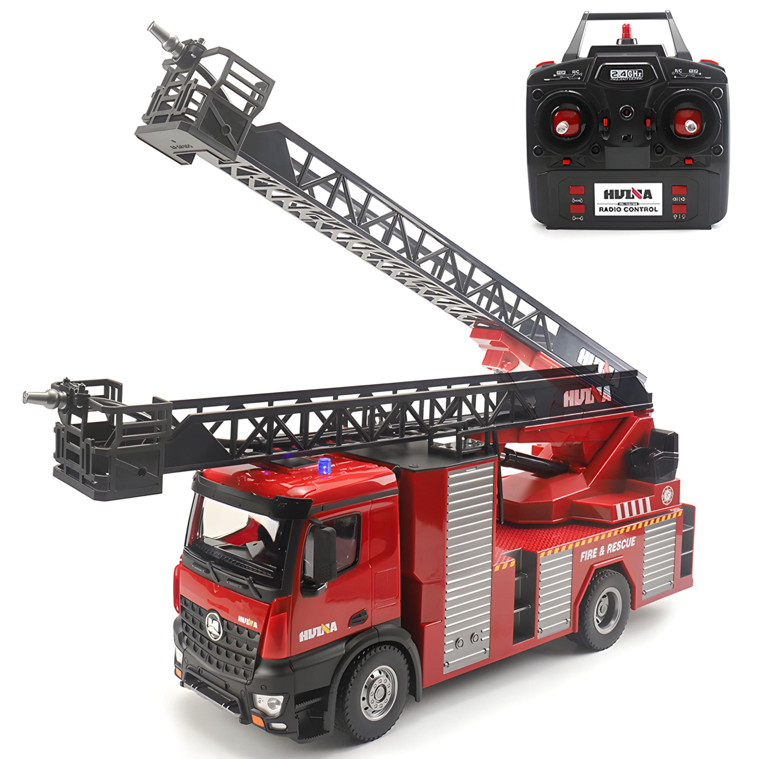 RLS Fire Engine Truck with Water Pump with Sounds 1/14 Scale Radio Control Car Fire Truck Toy Huina