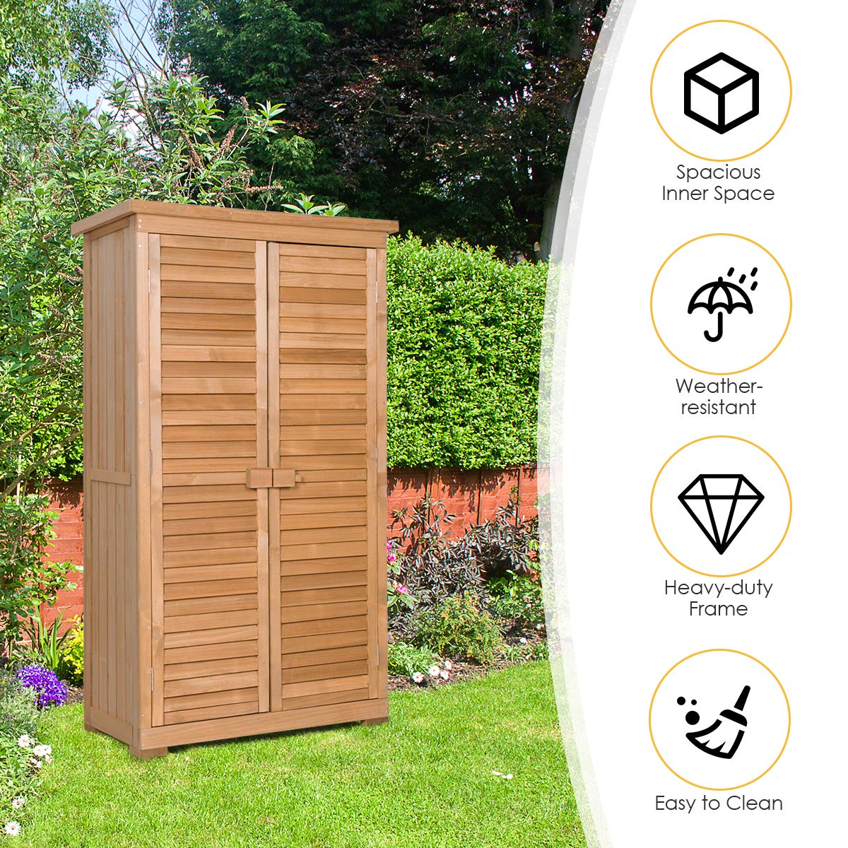 Safstar Outdoor Storage Shed, Wooden for Garden Yard Pool Patio