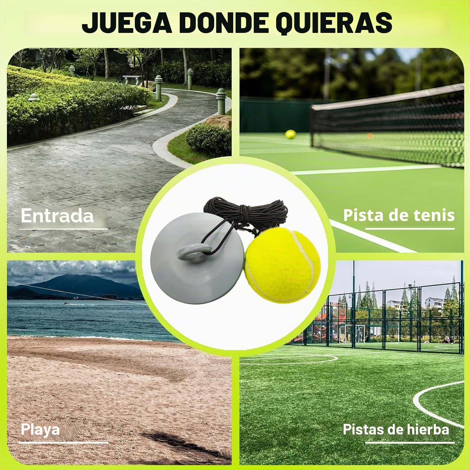 Dispositivo de Entrenamiento de Tenis con Base Metálica de 1,2 kg para Exteriores