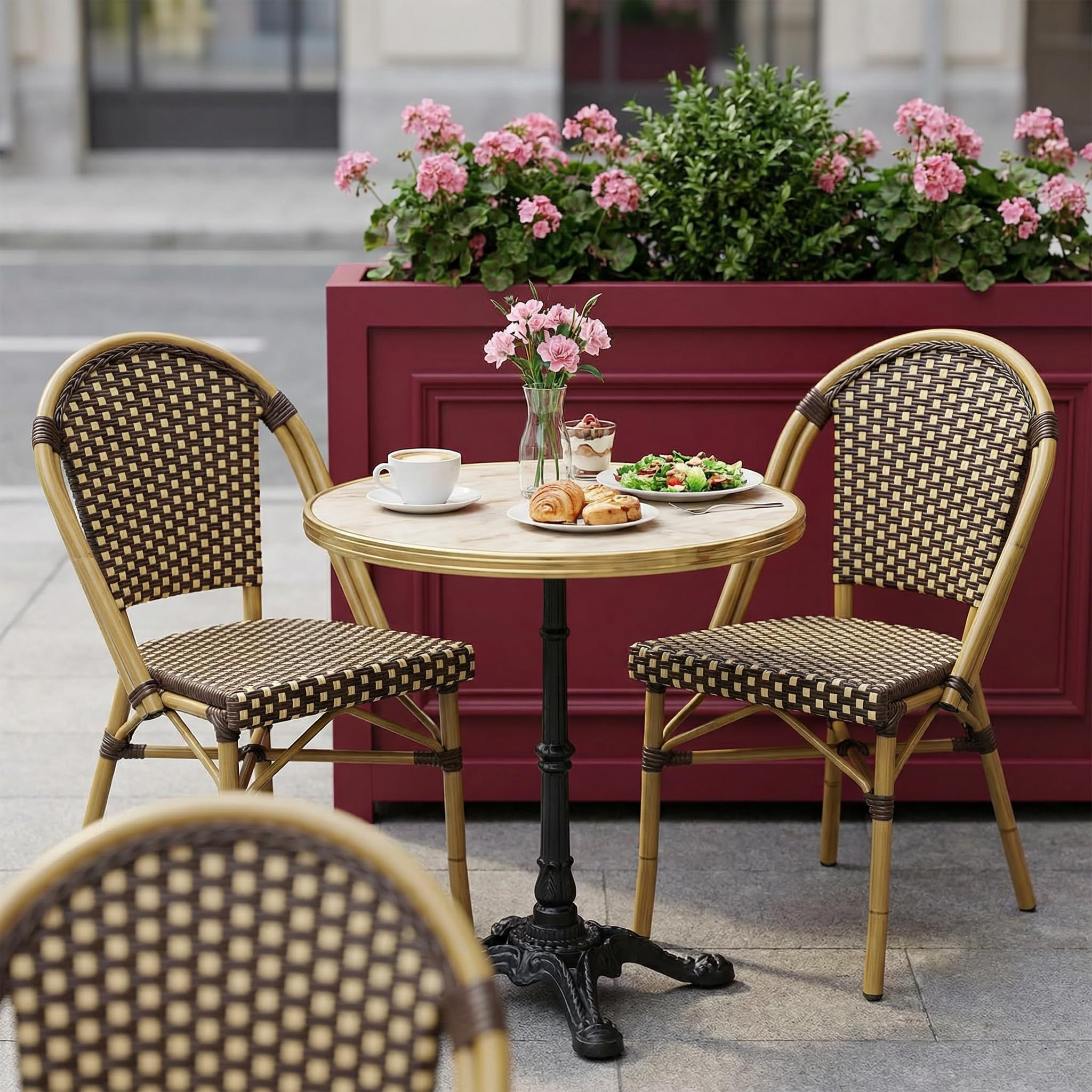 Amazon.com : PURPLE LEAF Bistro Chair (Set of 2) French Hand-Woven
