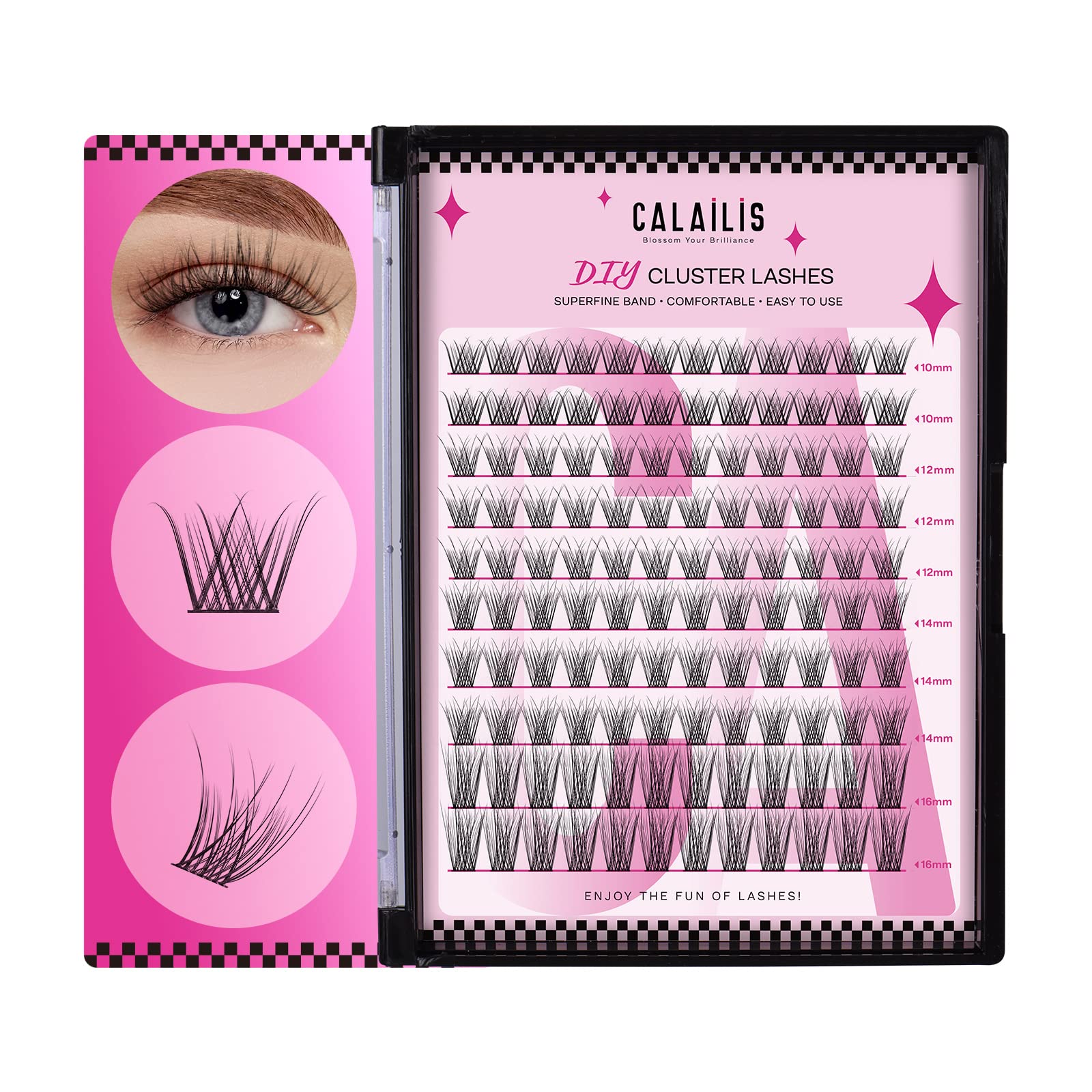 Lash Clusters,CALAILIS Cluster Lashes 120Pcs Individual Lashes Mega Volume Superfine Brand and Soft DIY Eyelash Extension Natural Look Reusable Wispy Eyelash Clusters (CDD11, C-10-16mix)