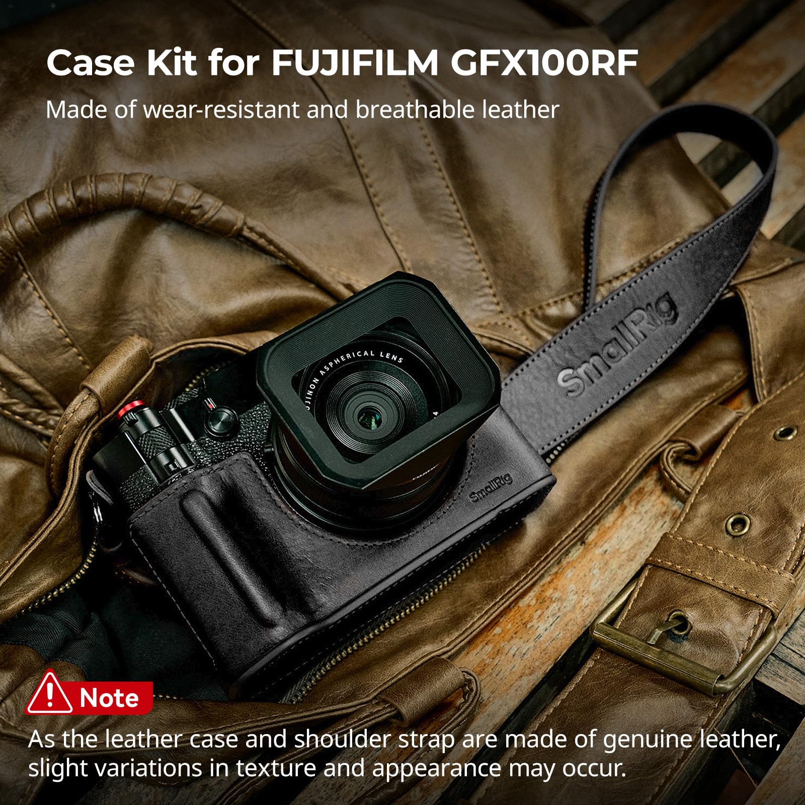 SMALLRIG Kit Custodia in Pelle per GFX100RF, Comprende Custodia in Pelle, Cuscinetto per il Pollice Nero, Tracolla e Cappuccio Concavo del Pulsante di Otturazione per FUJIFILM GFX100RF (Nero) -5267