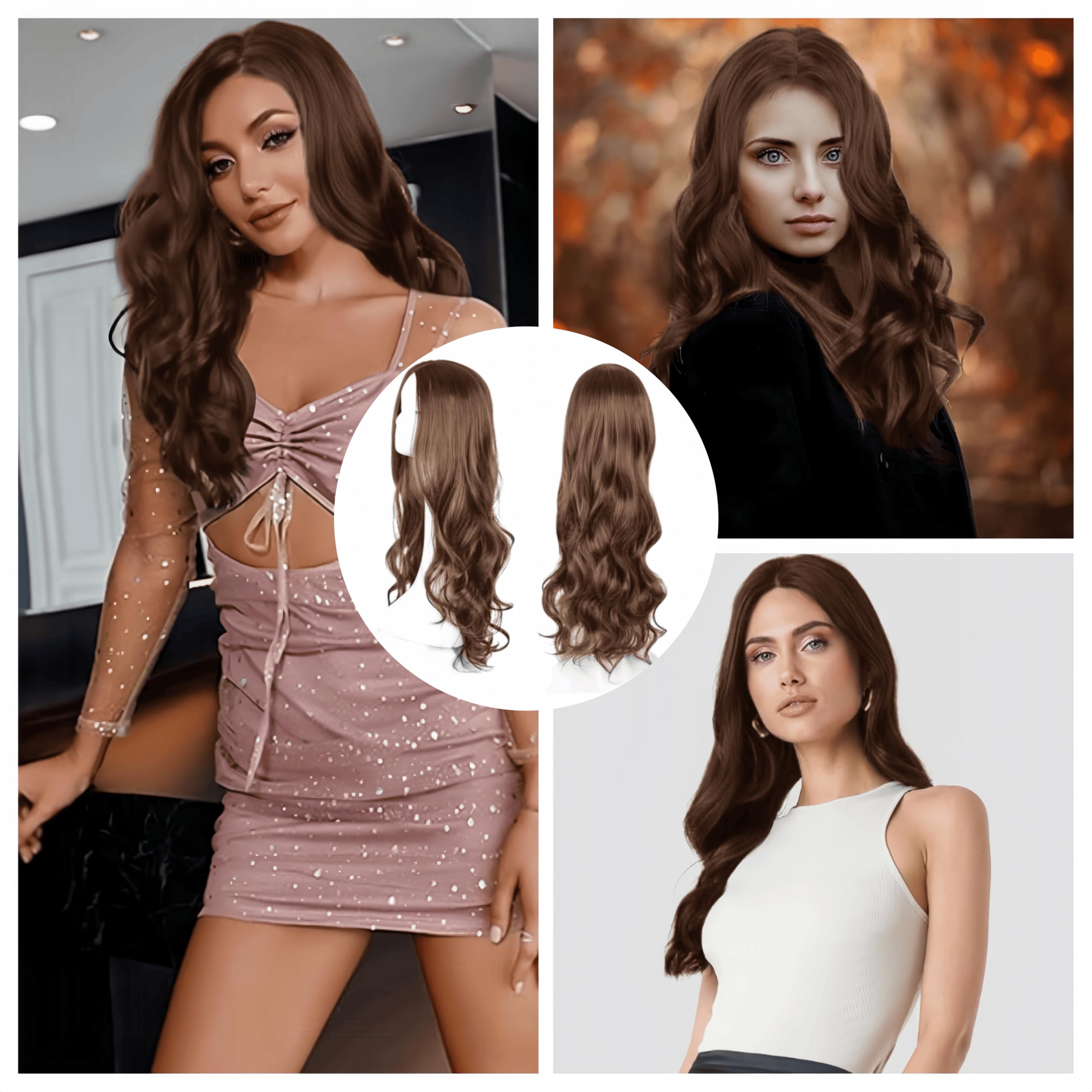 SDXCJY Wave Wig Long Curly Wigs for Women Girls 27’’ Long,Women's Charming Full Hair Replacement Synthetic brown Hair Wigs,Ladies Fancy Dress Wig for Cosplay Party Daily Use. (Light brown) - Image 3