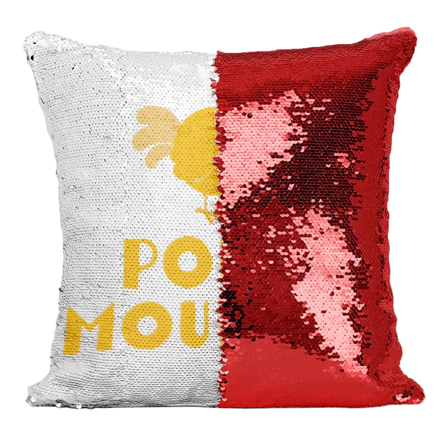 Coussin Sequin Rouge Poule Mouillée Housse Paillettes Animaux
