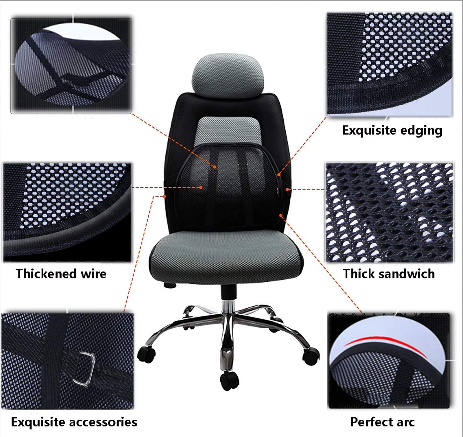 Coussin Lombaire Maille M Zimoon - Support Dos Ergonomique - Bureau/voiture