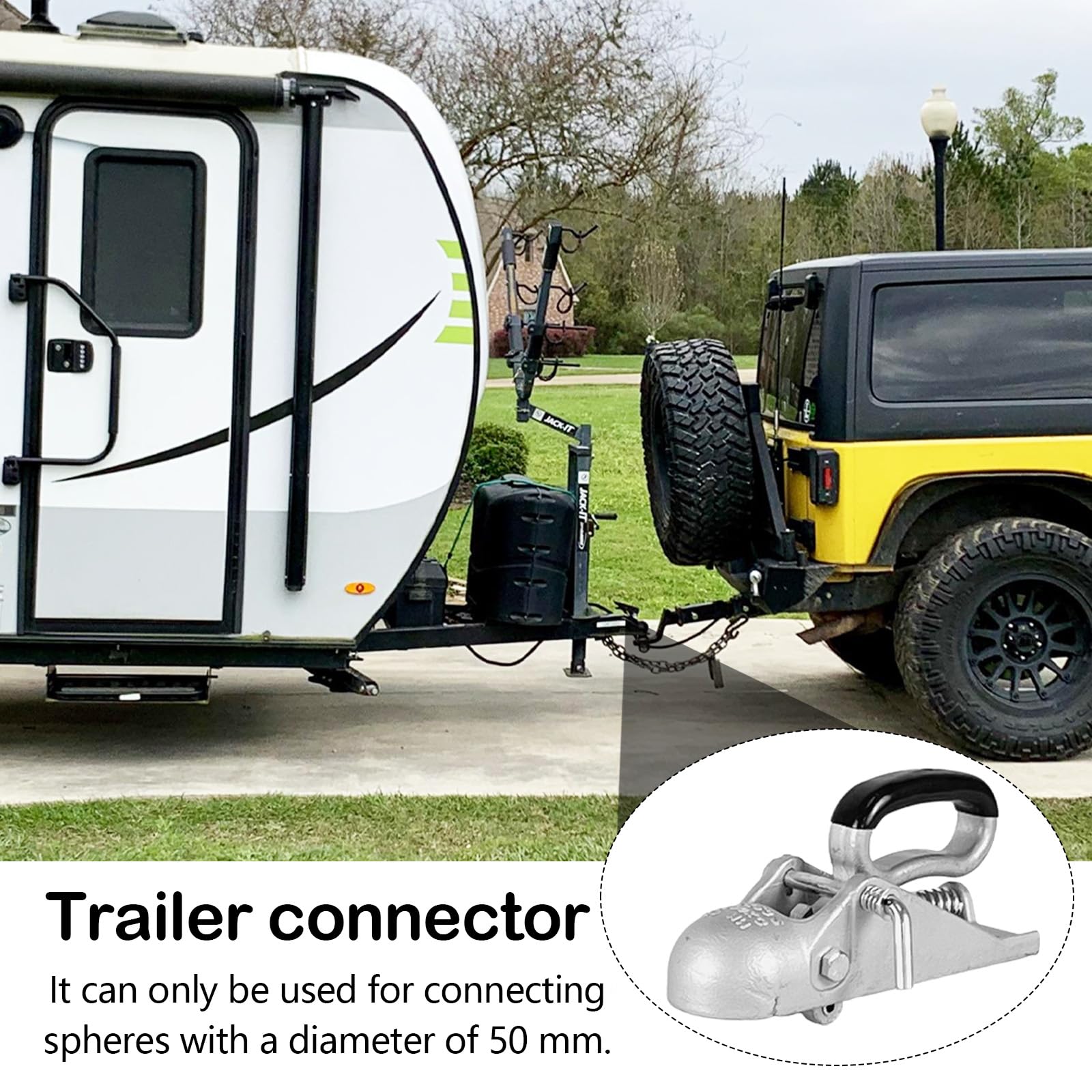 Zugmaul für Anhänger 50 mm, Zugkugelkupplung bis 2000 kg aus Gussstahl Einsteck Kupplung mit Vierkantaufnahme Höhe 70 mm Robustes Zugmaul für PKW, Anhänger & Caravan