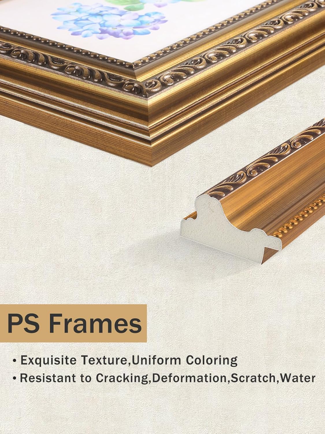 12x16 Vintage Gold Picture Frame, 16x12 Frame Gold Ornate for Wall Mount & Tabletop Display, Antique Barouqe Photo Frames for Retro Home, Office, Gallery Wall Decor, Vintage Picture Frames