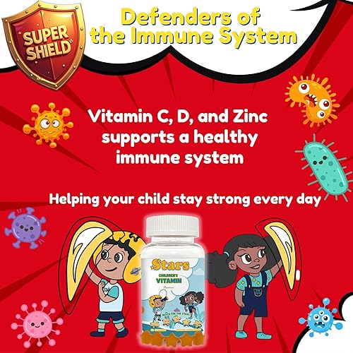 Miniatura 2 de Stars Kids - Gomitas multivitamínicas con Omega 3, vitaminas para niños con A, B, C, D, multivitaminas a base de plantas para niños, manganeso, 60