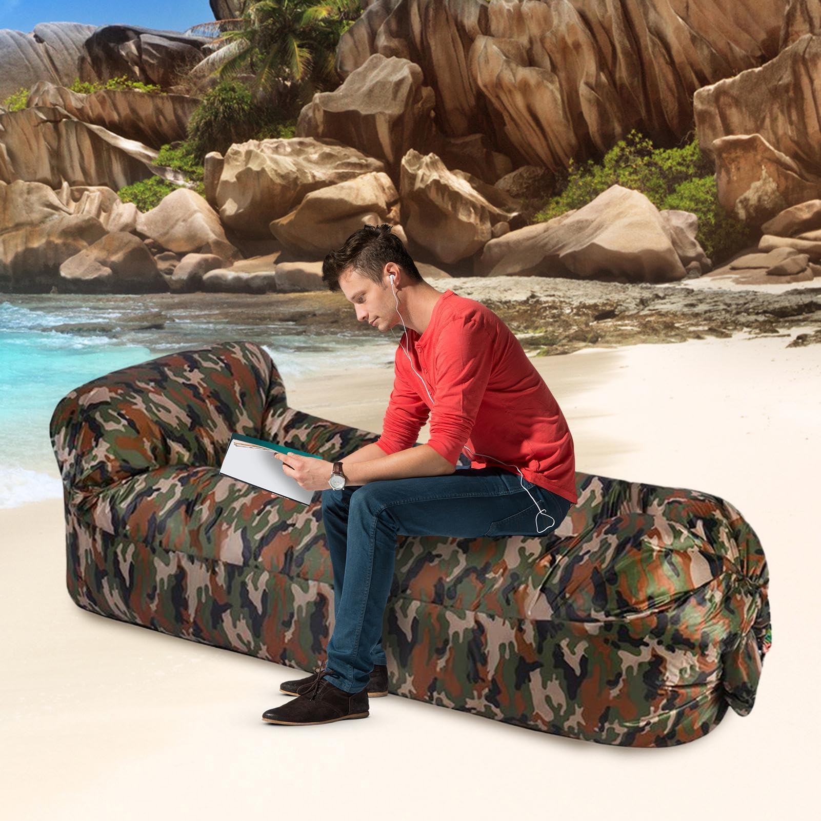 Poltrona gonfiabile – Divano gonfiabile per all'aperto, anti perdite d'aria con design impermeabile, attrezzatura da campeggio, escursionismo, festival di musica, spiaggia