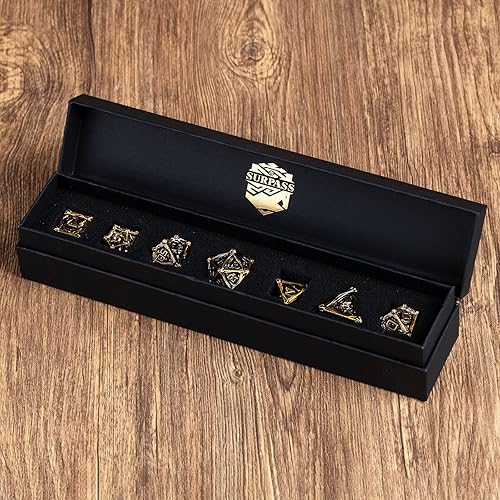 Miniatura 8 de DND - Juego de dados poliédricos, juego de dados de metal, 7 piezas de dados para juegos de rol para Calabozos y Dragones, juego de dados RPG MTG