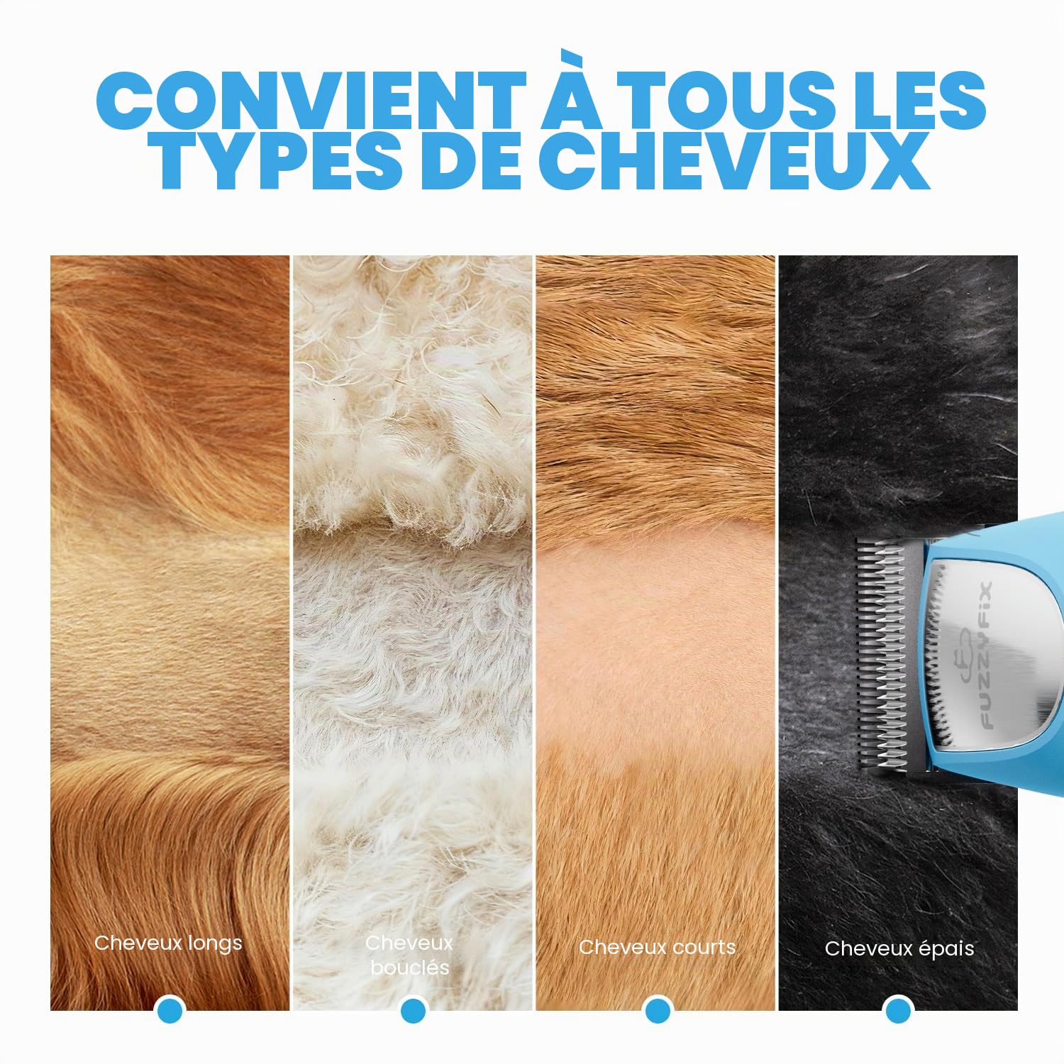 Tondeuse professionnelle pour chien pour toilettage, kit de toilettage pour animaux de compagnie pour manteaux épais et lourds à faible bruit, lame en acier inoxydable avec moteur sans balais