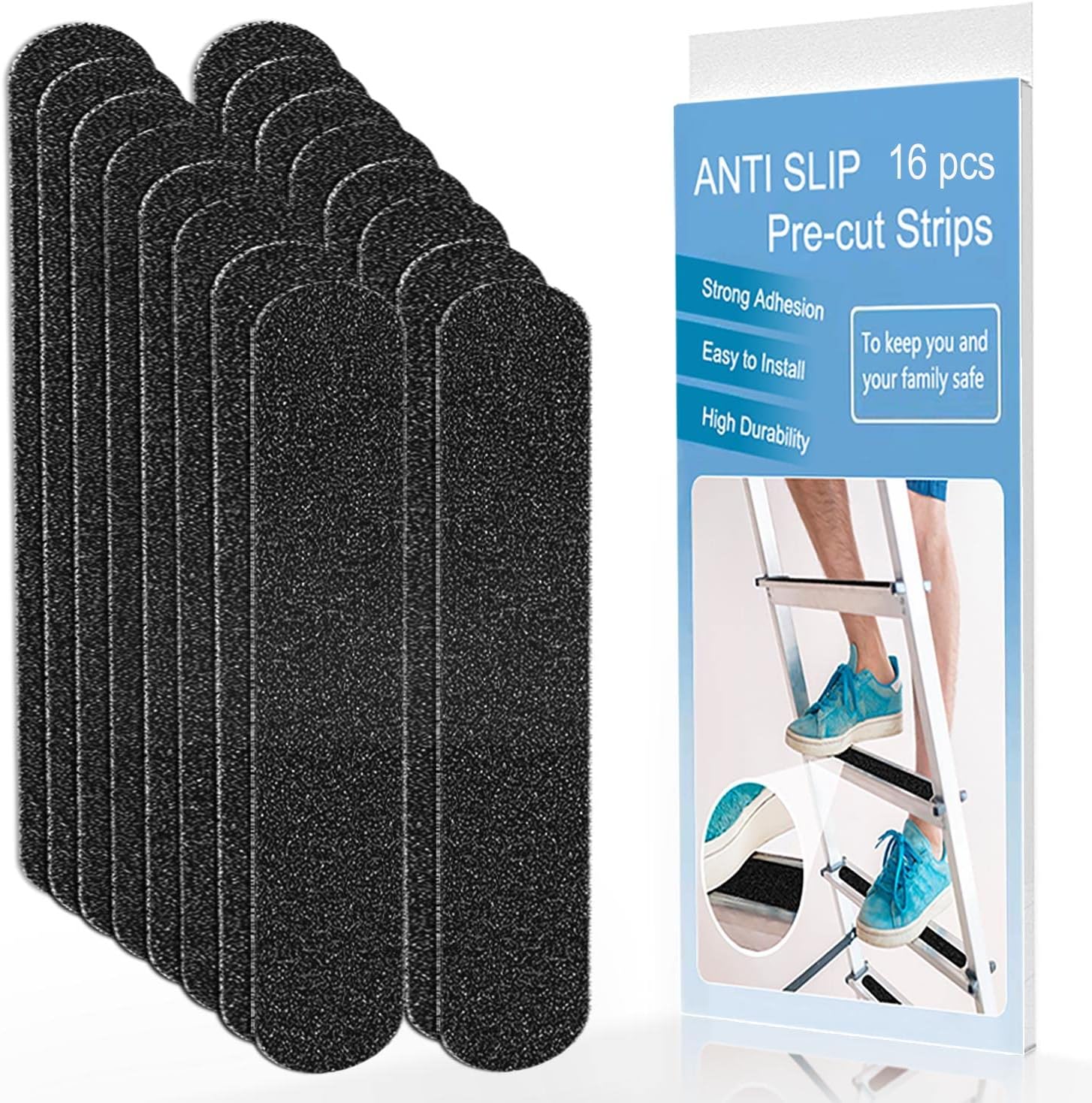 Anti Slip Tape, 16pcs Non Slip PreCut Strips, Treads Safety Non Skid Adhesive