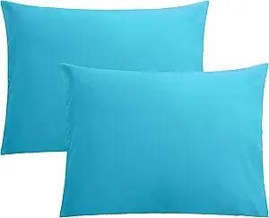 FLXXIE Microfiber Pillow Cases Standard Size, Soft Pillowcases with Envelope Closure, Wrinkle, Stain Resistant Pillow Covers, 20x26, Blue