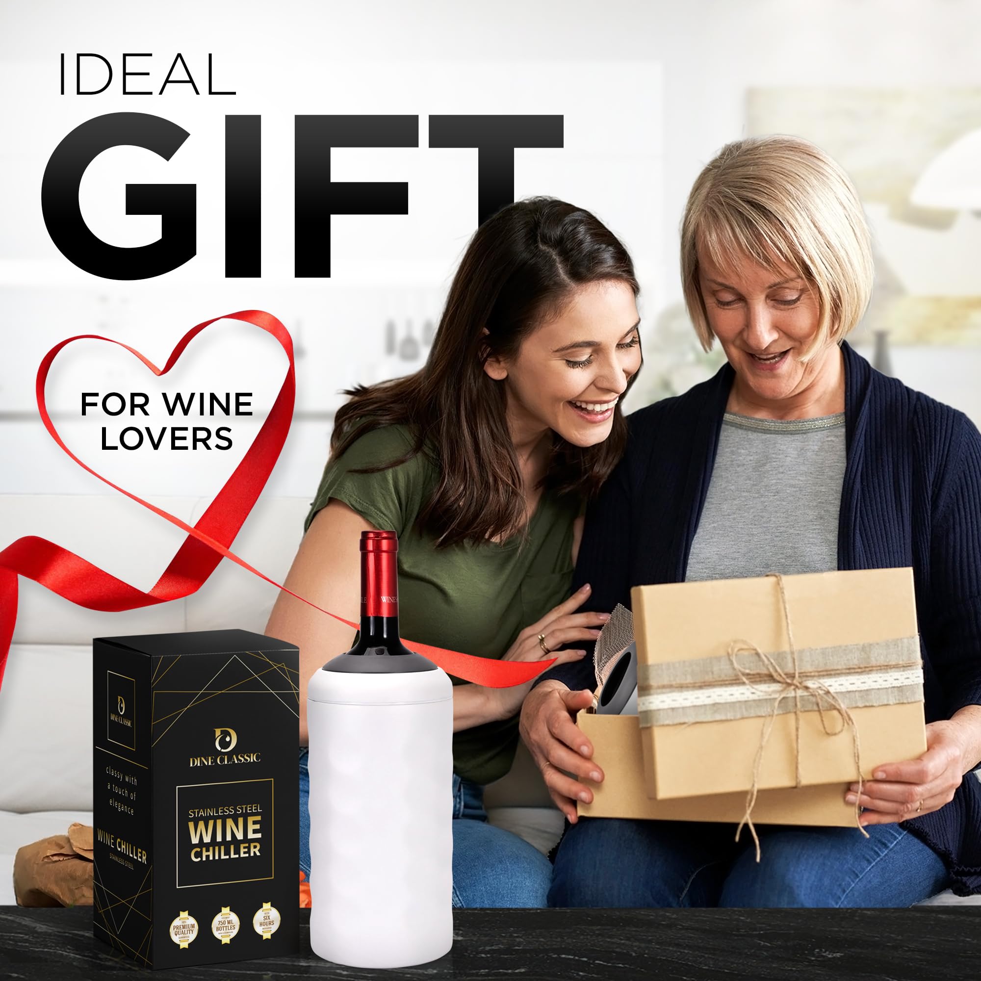 Premium Wine Chiller - 750ml Stainless Steel Wine Bottle Cooler, Vacuum Insulated & Double-Walled - Keeps Wine Cold for 6+ Hours - Champagne Chiller Sleeve for Most Bottles - White — Amazon image 8