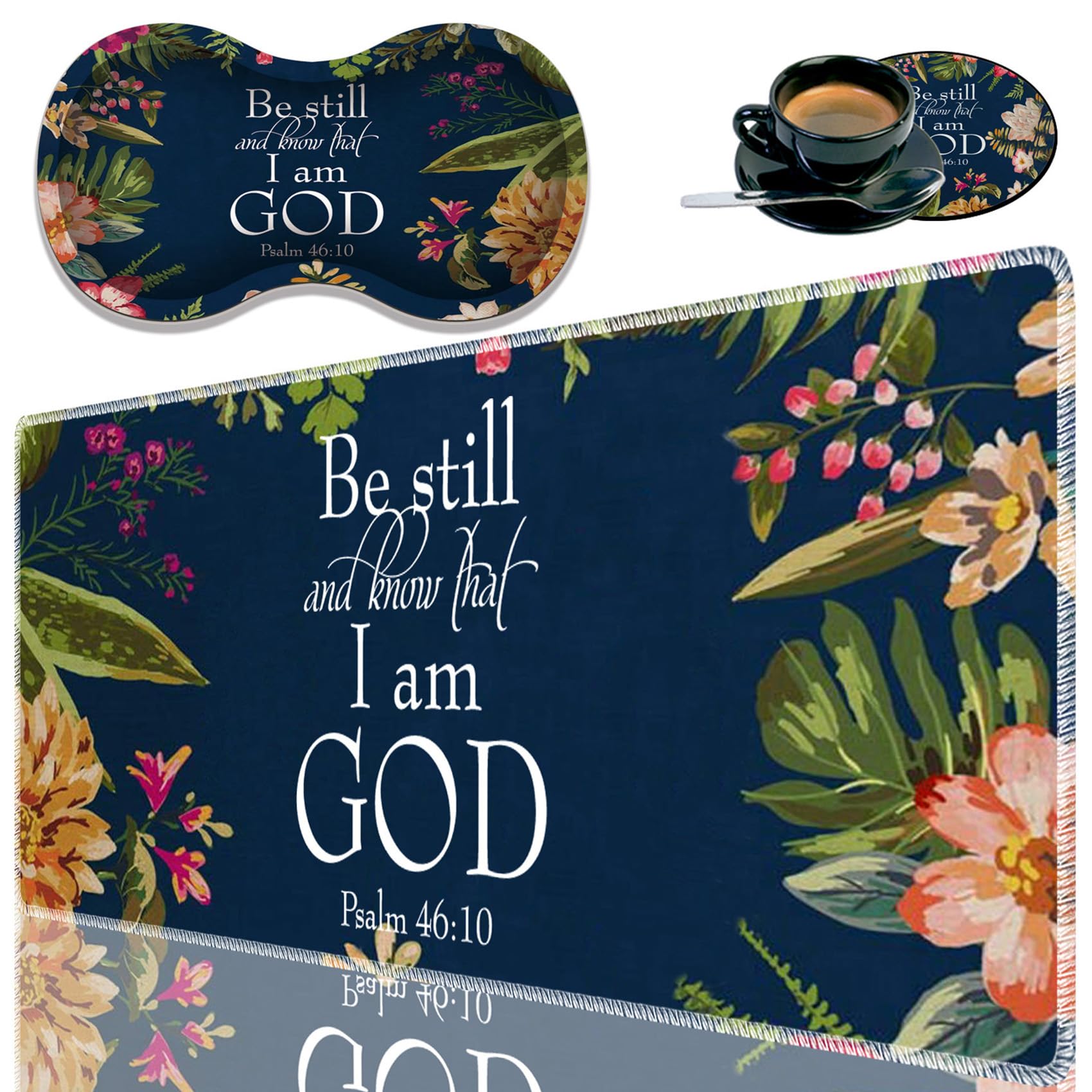 Durable Desk Mat + Wrist Rest Pad + Coasters Set, Large Gaming Office Mouse Pad 31.5 "x 11.8", Extended Non-Slip Rubber Keyboard Pad, Laptop & Home,