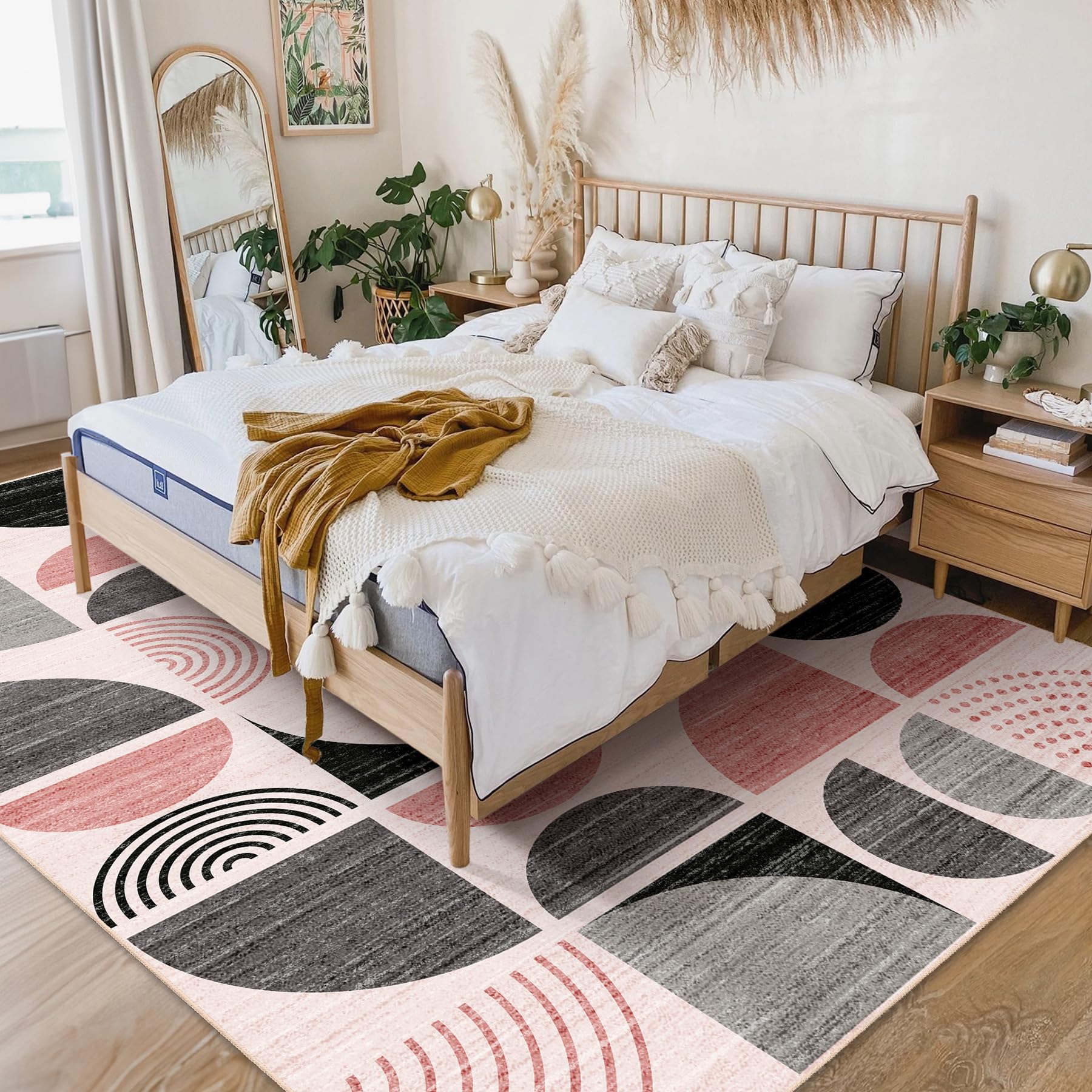 Tapis De Salon Carpetia – Rose – Lavable – 100% Polyester – Neuf Avec étiquettes