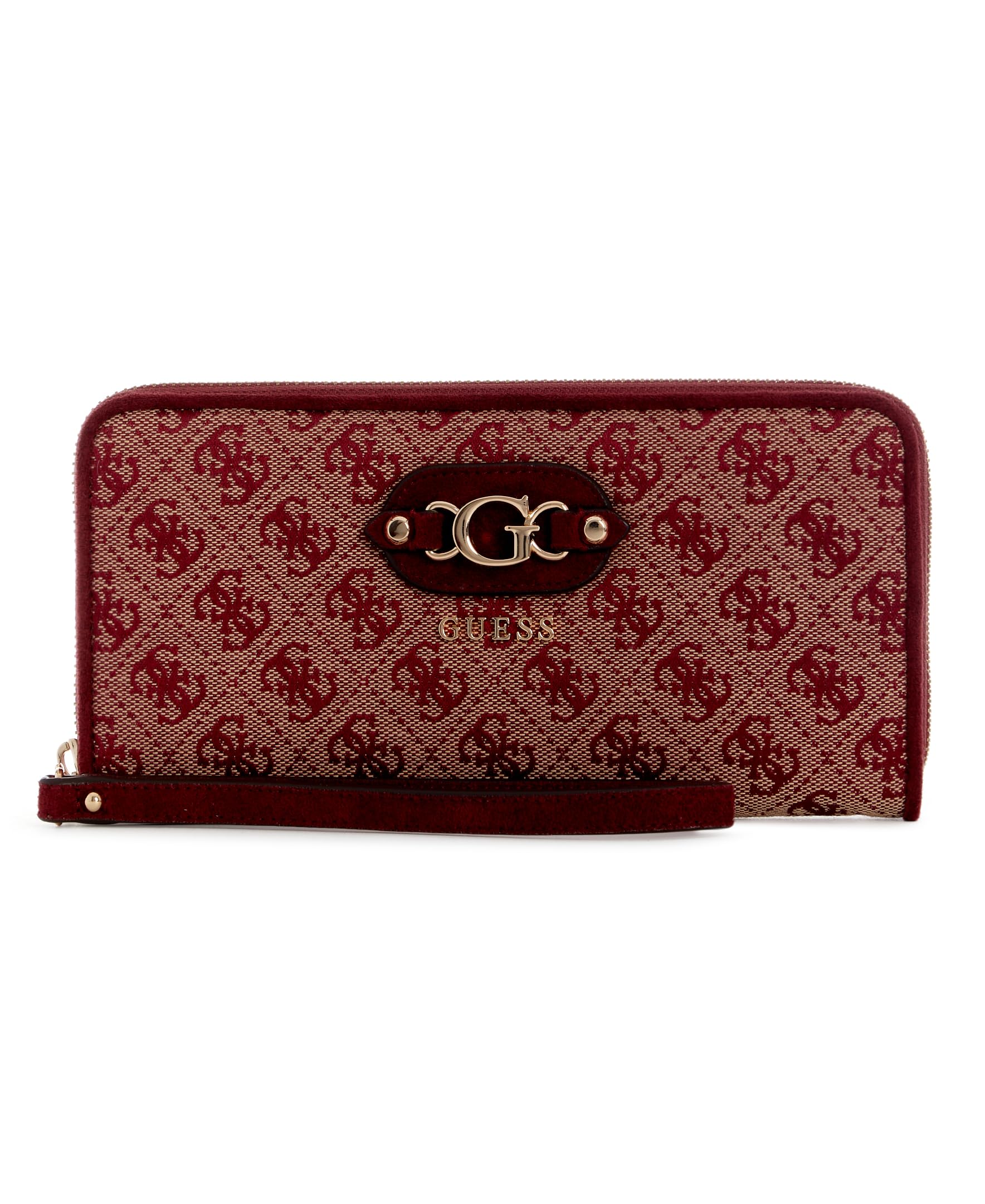 GUESS Geldbörse Samantha SLG Zip Around Wallet Merlot Logo weinrot