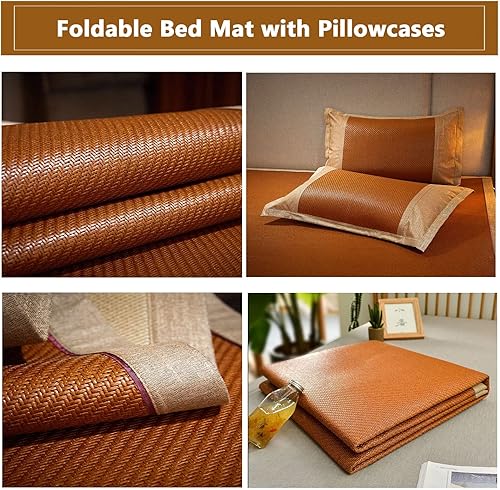 Miniatura 7 de Alfombrilla de dormir de ratán de verano, almohadilla de cama natural de artemisa, cubrecolchón refrescante, colchoneta transpirable para aire
