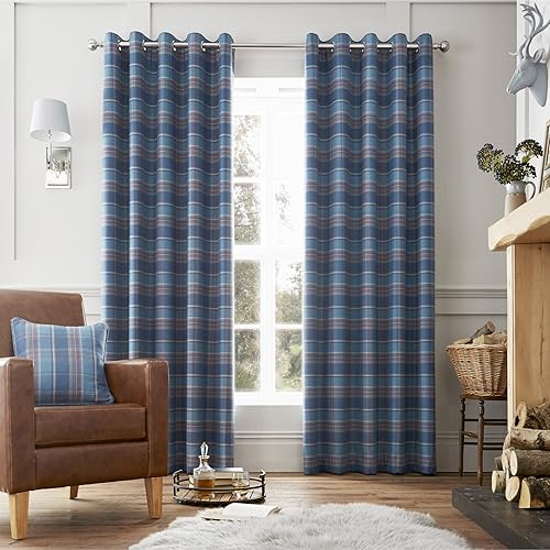 Blue Tartan Curtains Amazon Co Uk