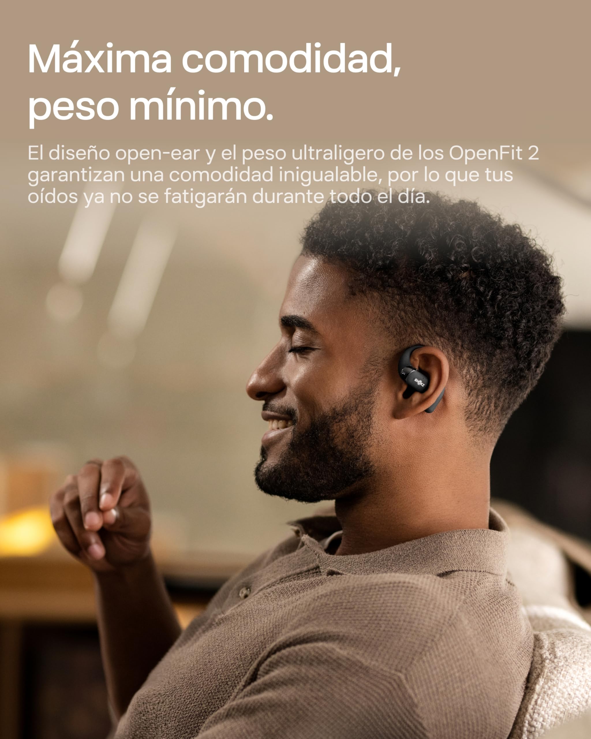 SHOKZ Auriculares Open-Ear OpenFit 2 Wireless Bluetooth, 48h Duración,Negro | Con micrófono | Auriculares de Gancho | Resistencia al Agua IP55 | Carga rápida | con Bolsa de Transporte