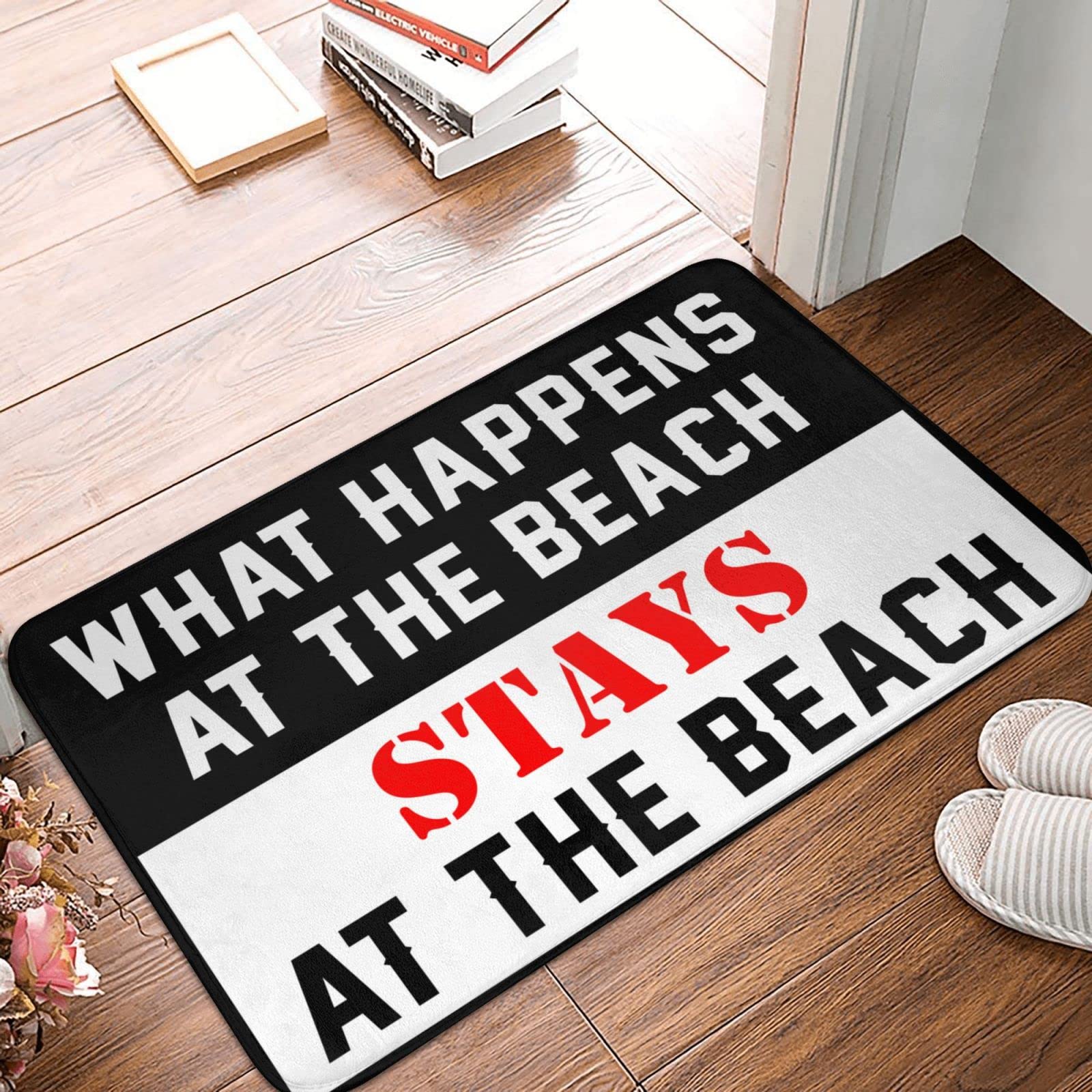 Zerbino per tenda What Happens at The Beach Stays at The Beach Rug Farmhouse Bagno Runner Tappeto (Dimensioni: 65 x 90 cm)