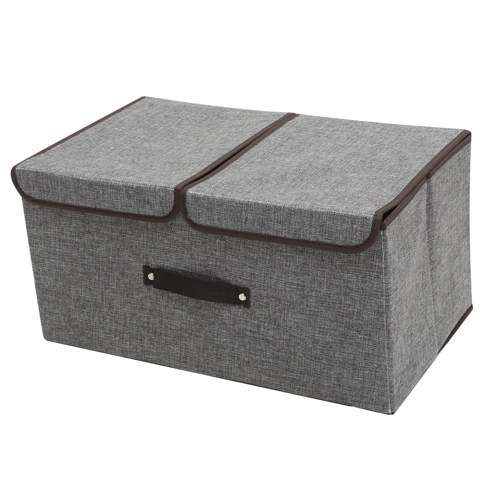 Boîte de rangement coton et lin au double couvercle pour une organisation élégante du dressing