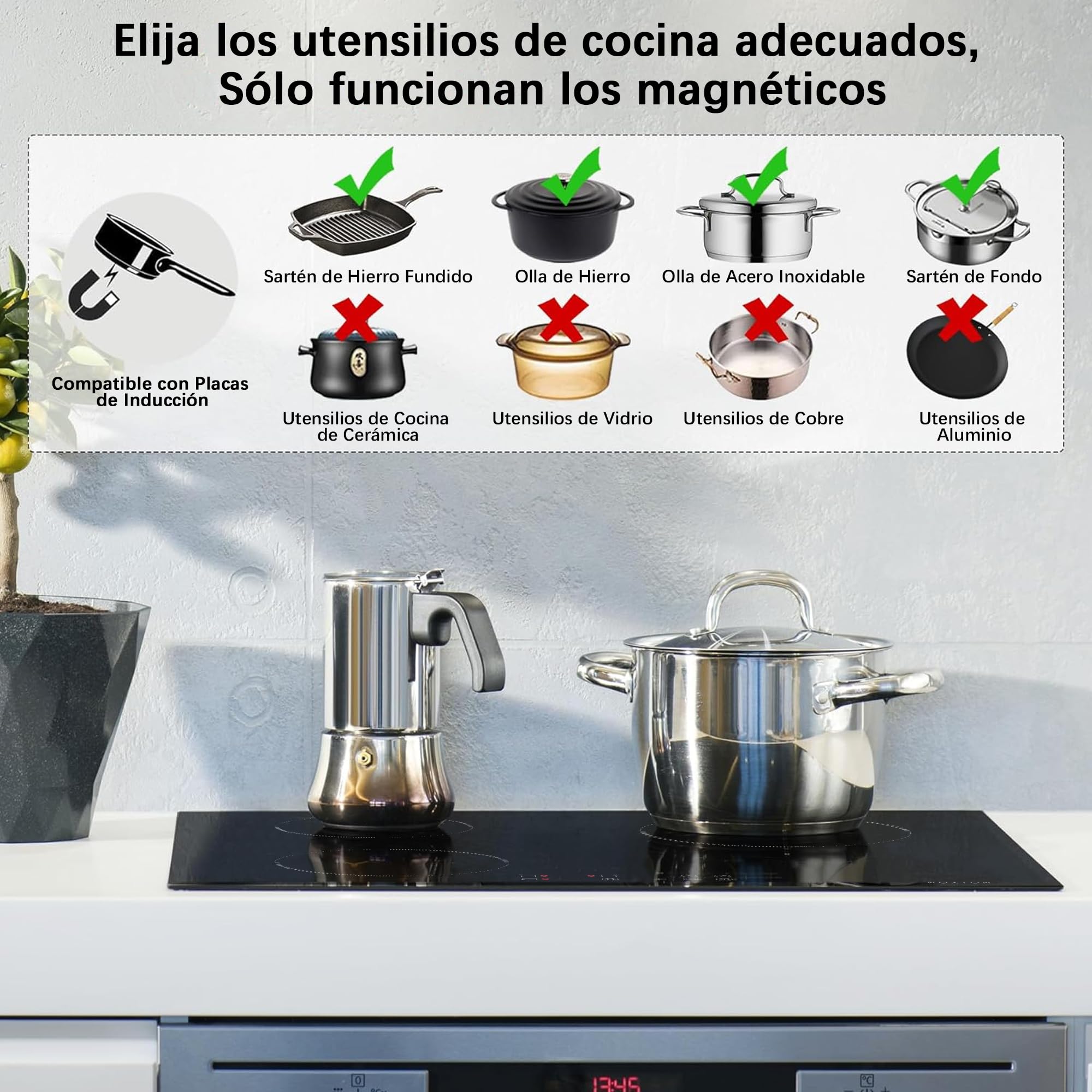 Noxton Piano Cottura Induzione 3 Fuochi,Piastra ad Elettrico 60cm Toccre Controll con Spina, 3500W Piastra Induzione di Timer,9 Livello di Potenza,Spegnimento Automatico,Indicazione Calore
