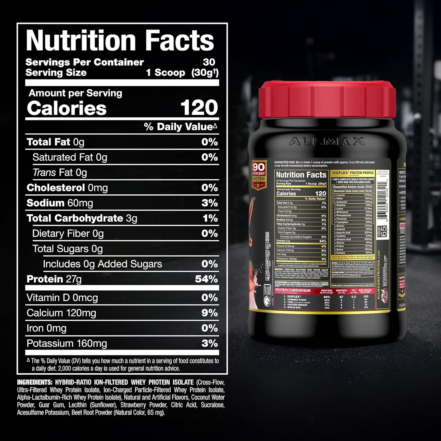 ALLMAX ISOFLEX Pure Whey Isolate Protein Powder - Gluten Free, Low Lactose, Sugar-Free - High-Protein, Clean, Keto-Friendly, Pre Post Workout Supplement for Women and Men | Strawberry, 2lb