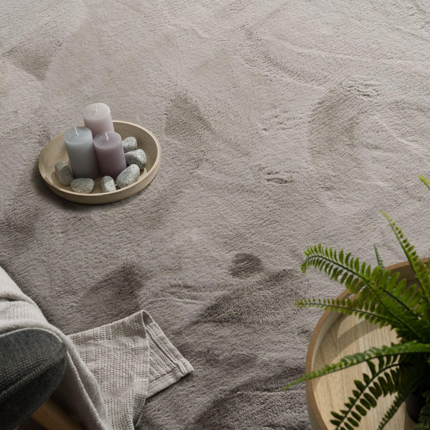 TT Home Wohnzimmer Hochflor Teppich Langflor Soft Kaninchenfell Fell Imitat Weich, Farbe: Grau, Größe:80x150 cm
