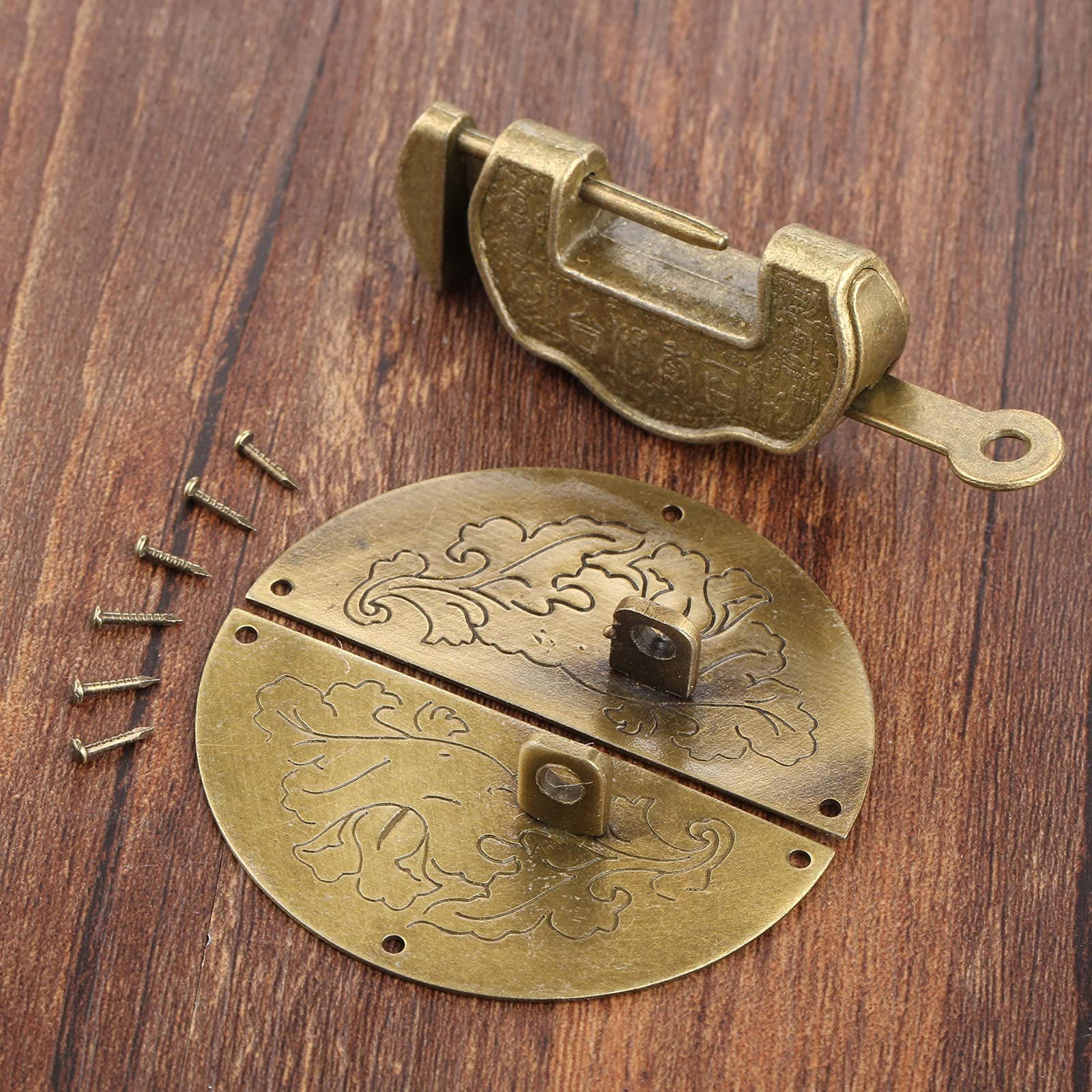 Muebles Antiguos Conjunto de Hardware Portaje Latch Paste Hebilla Cierre de Hebilla Decorativa China Antigua Cerradura de candado para joyería Caja de Madera