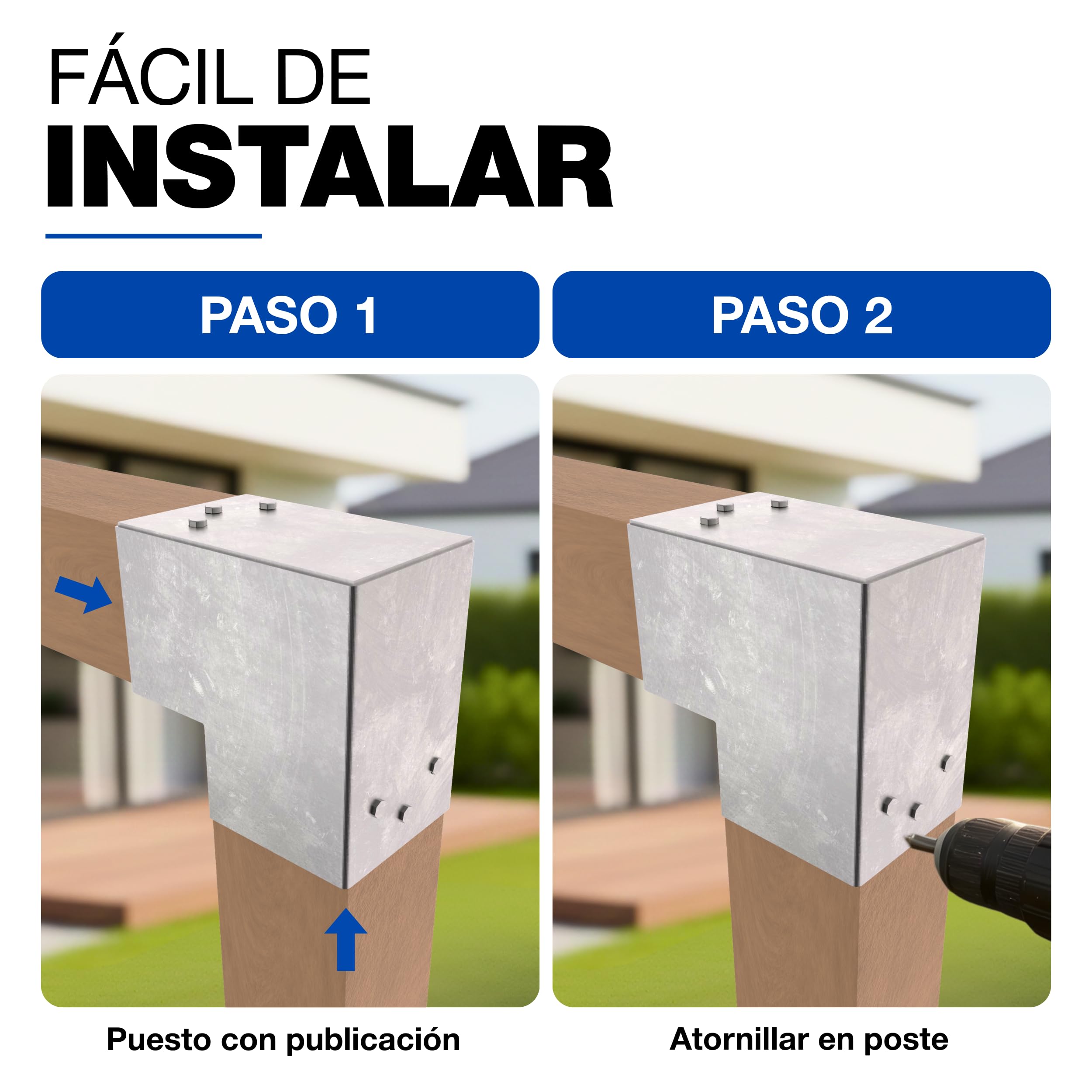 GeZu Impex Conector de Poste 71 x 71 mm Juego of 12 | Galvanizado por Inmersión en Caliente Soportes de Esquina para Pérgola y Pabellón