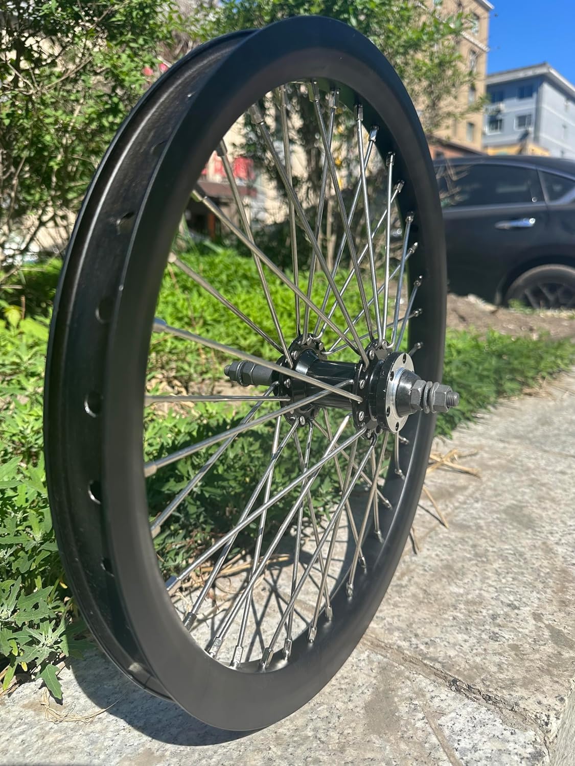 20 inch Heavy Duty Bicycle Rear Wheel Rim 10 Gauge 36 Spokes, Double Wall Aluminum Alloy Cycling Wheel, 20" Bike Rear Rim 680g (Black) Disc Brake