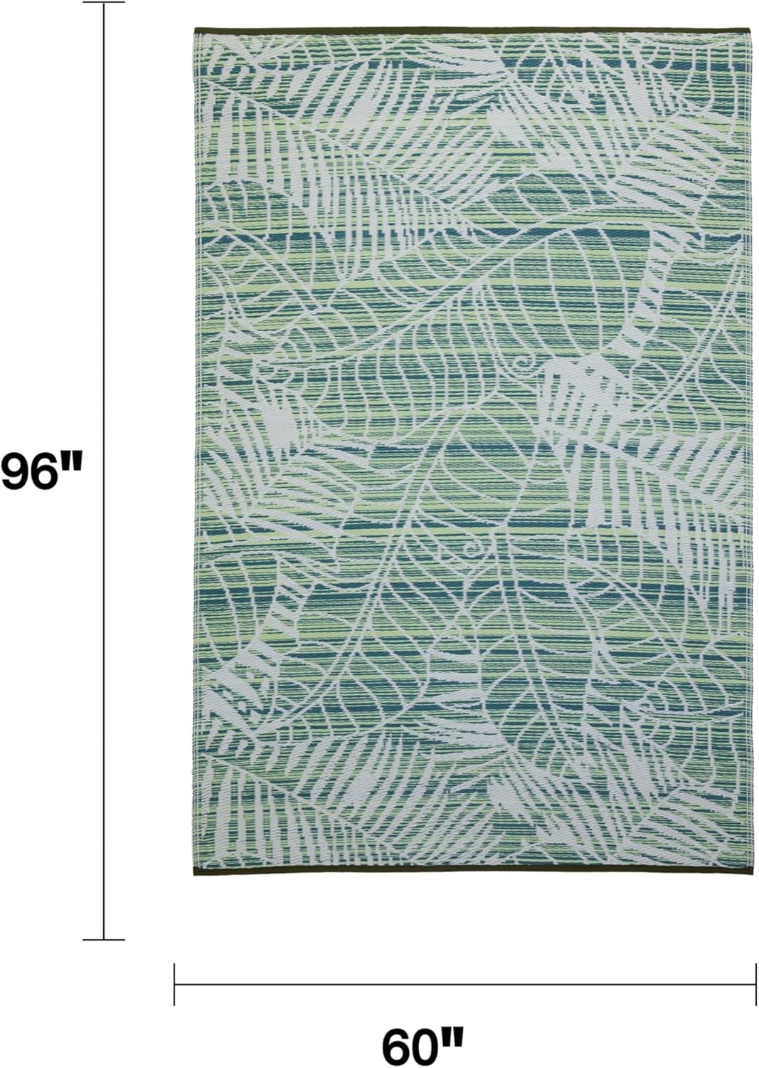 Fab Habitat Outdoor Rug - Waterproof, Fade Resistant, Crease-Free - Premium Recycled Plastic - Tropical, Botanical - Patio, Porch, Deck, Balcony - Manila - Green - 5 x 8 ft