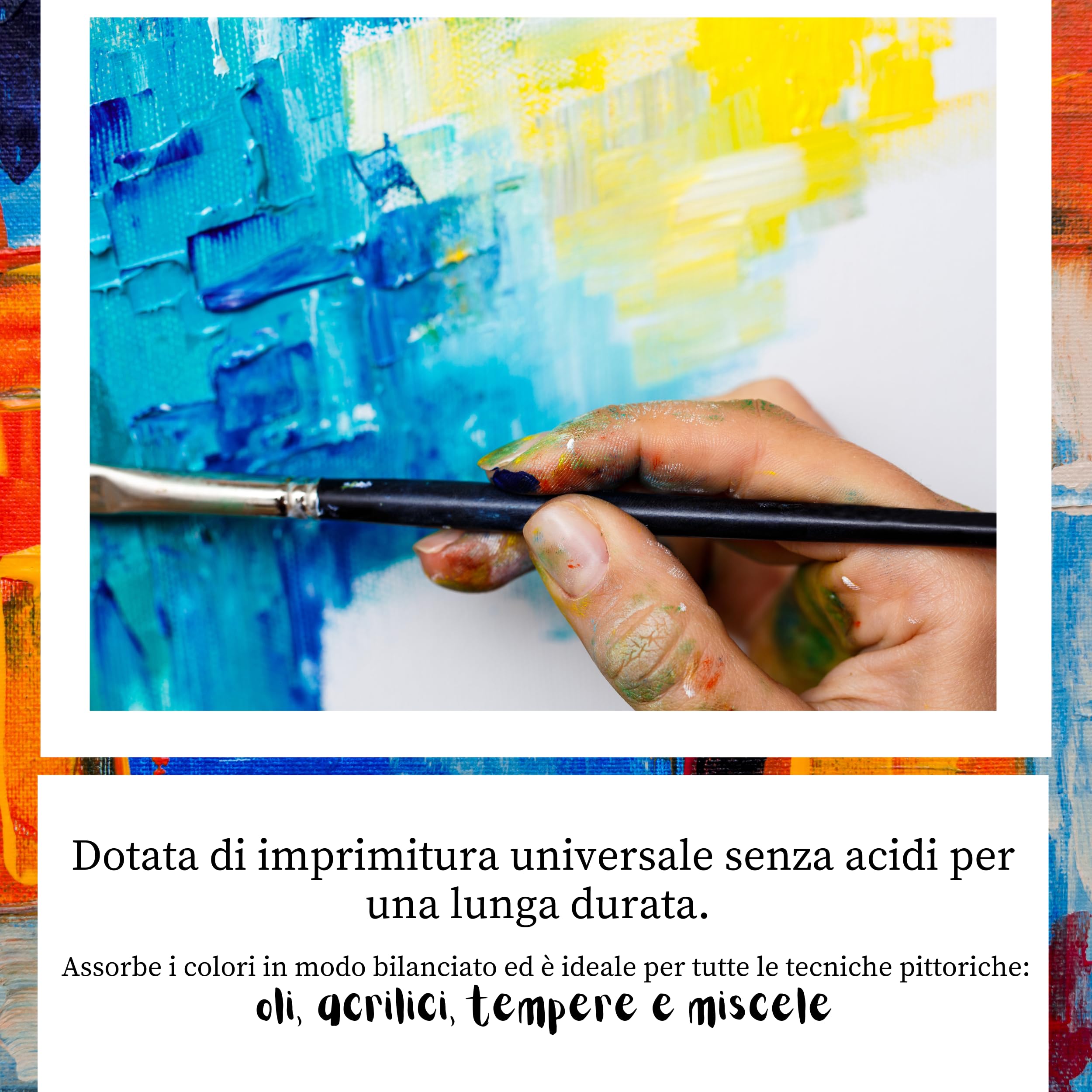 BELLE ARTI - Tela per Dipingere 100x140x1.7 cm - Tele Pittura Made in Italy per Artisti e Appassionati - Telaio per Quadri Robusto, Tensione Regolabile - Tela Cotone 100% per Olio, Acrilico e Misto