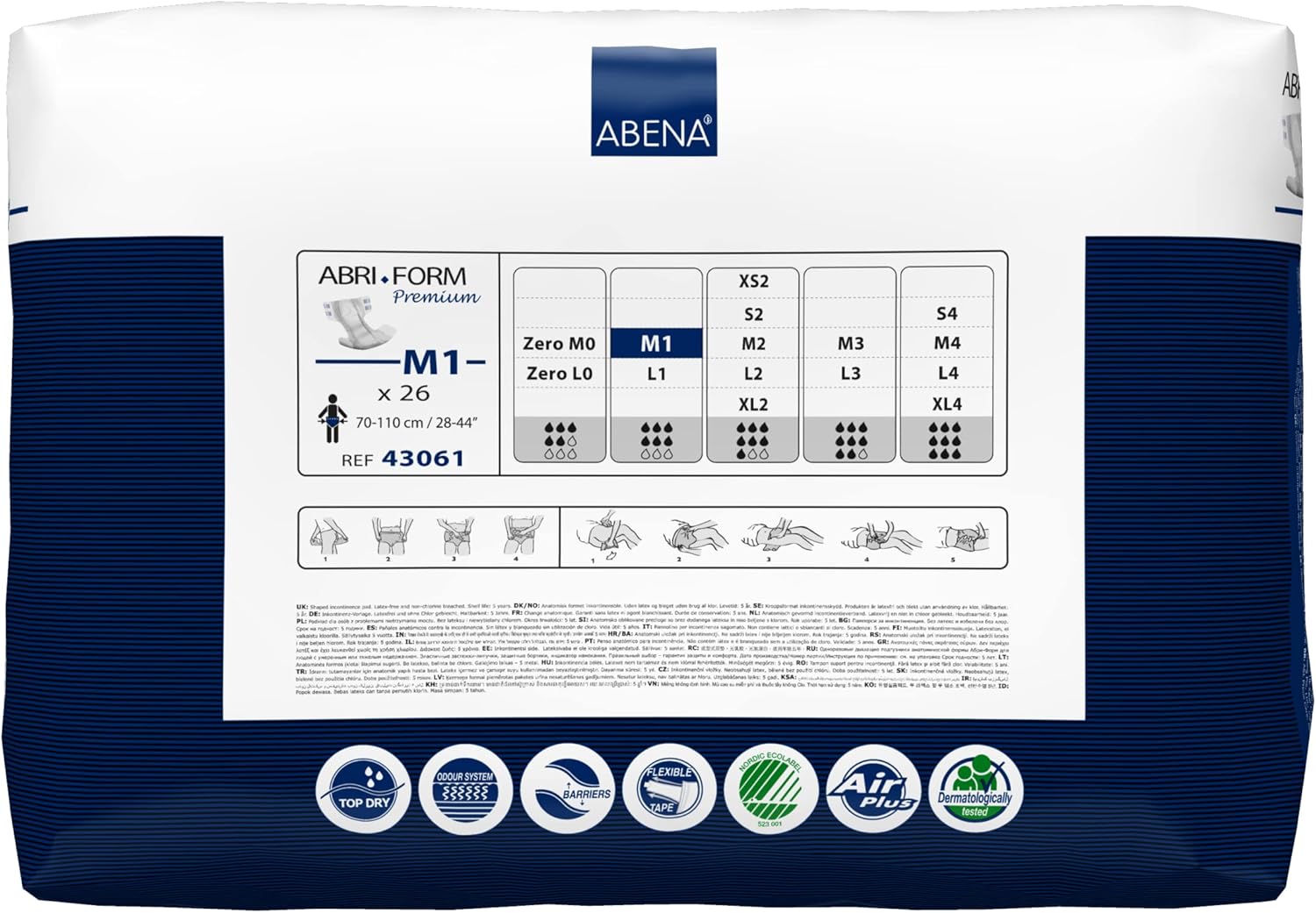 Abena Abri-Form Premium Incontinence Briefs, Level 1, (Medium To Large Sizes) Medium, 104 Count : Health & Household